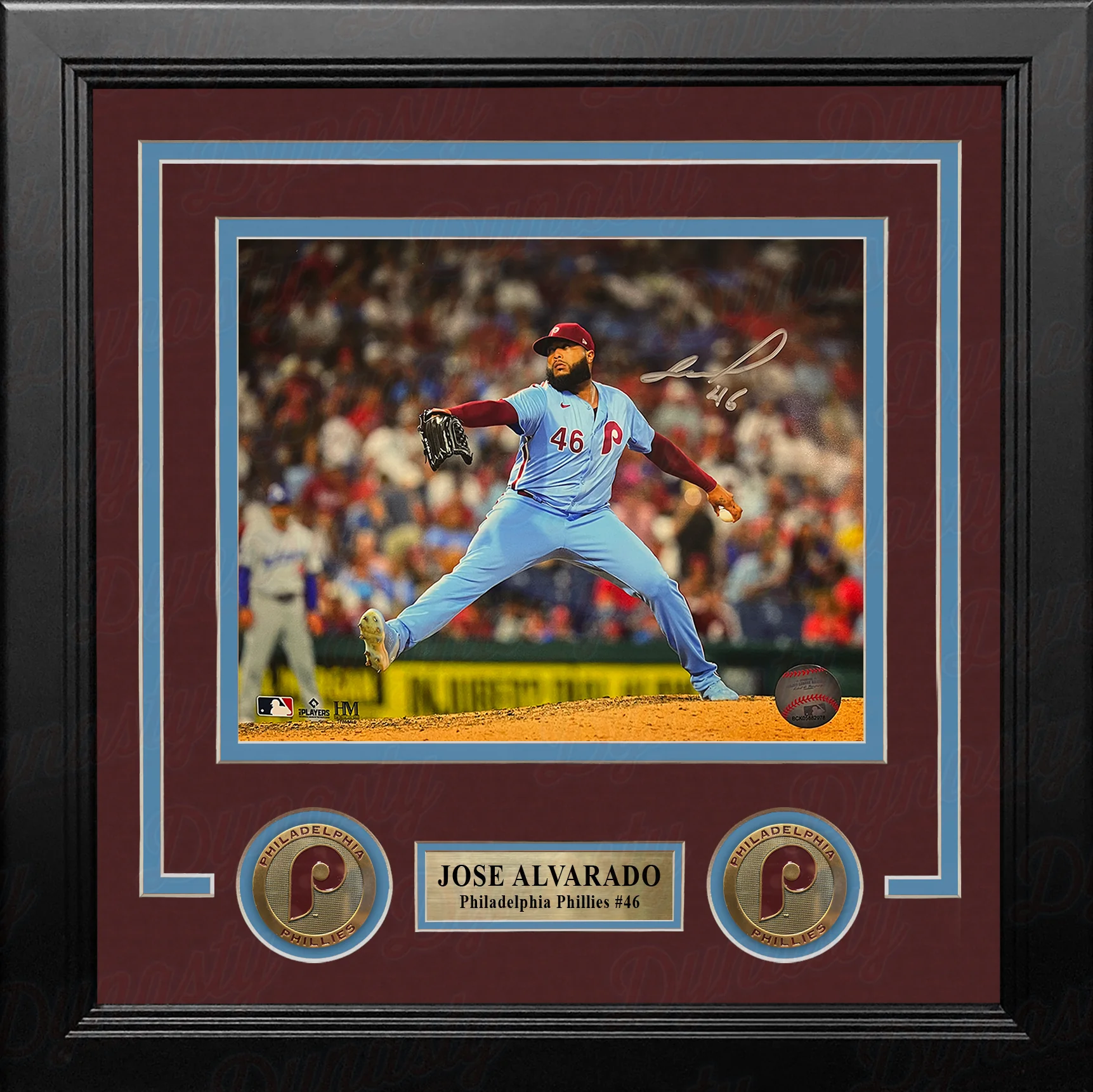 Jose Alvarado Throwback Action Autographed Philadelphia Phillies 8" x 10" Framed Baseball Photo - Image 2