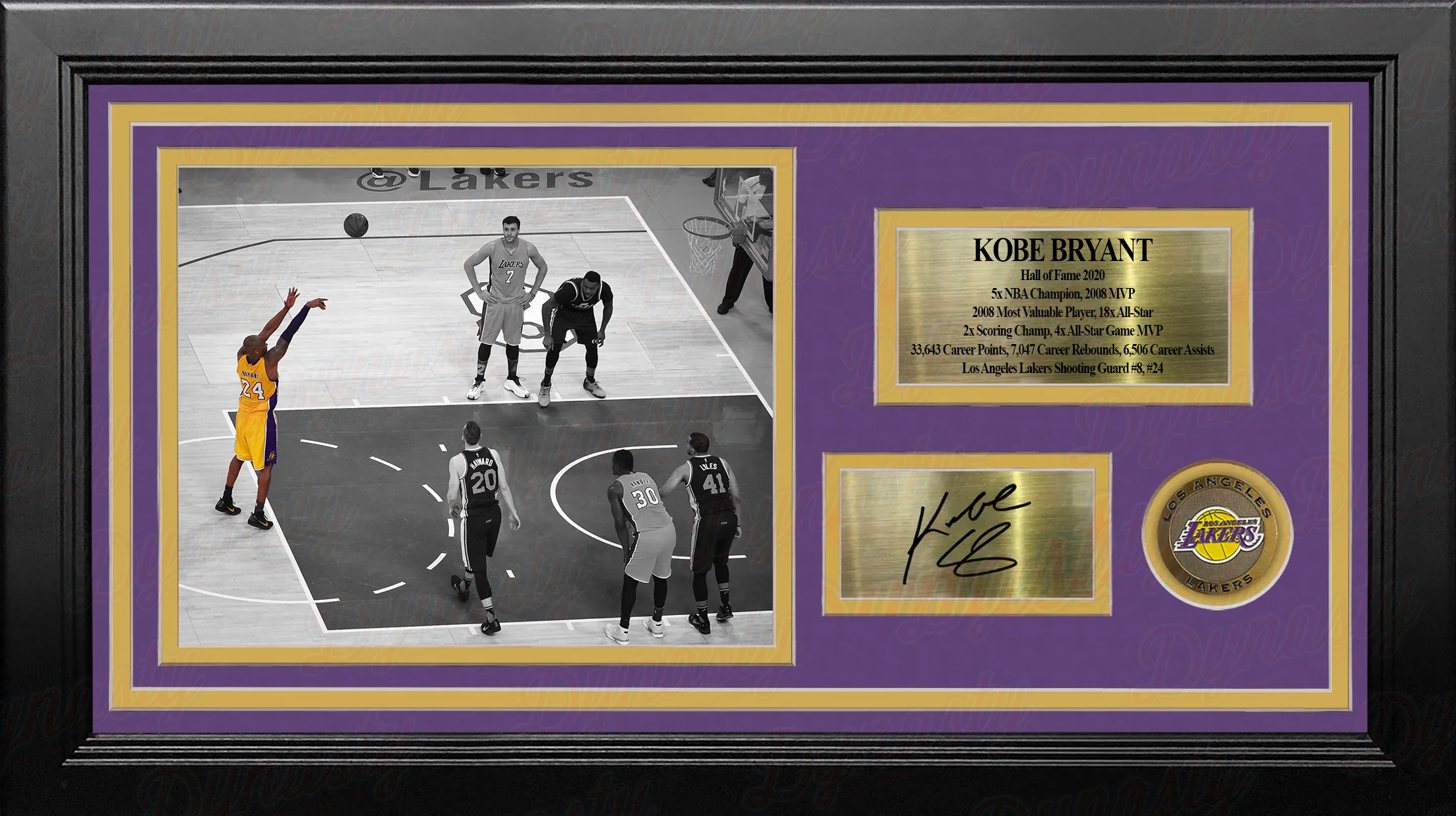 Kobe Bryant Last Shot Los Angeles Lakers 8x10 Framed Photo with Engraved Autograph & Career Stats - Image 2