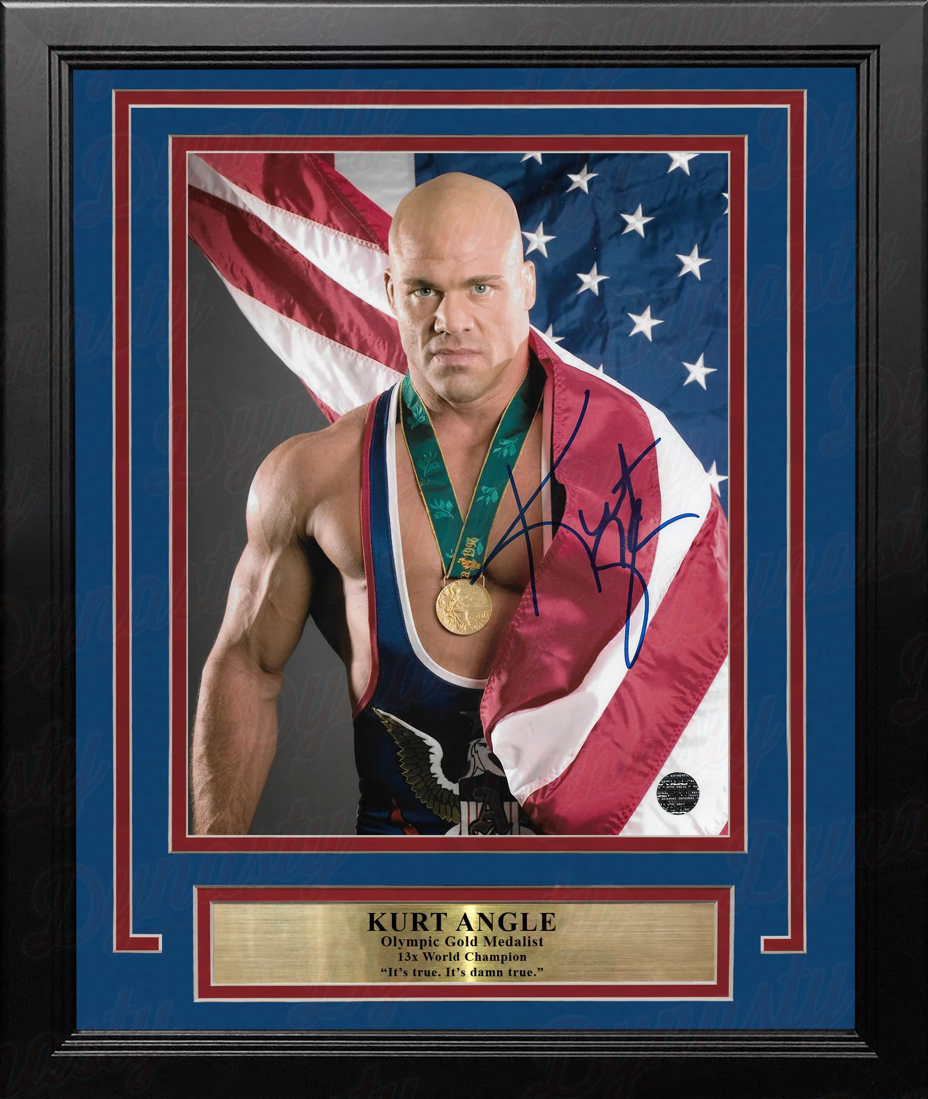 Kurt Angle Studio Pose Autographed WWE Wrestling 8" x 10" Framed Photo
