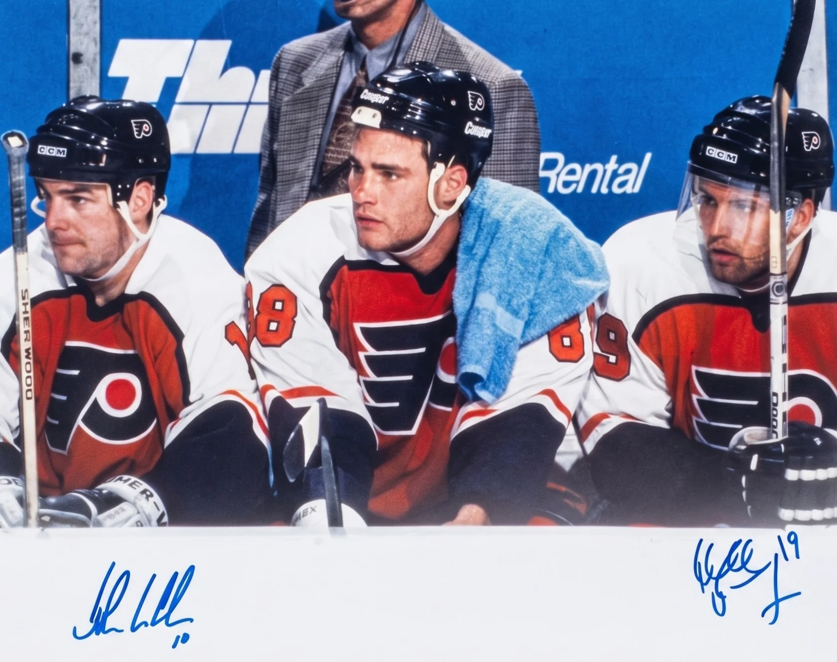Legion of Doom Autographed Philadelphia Flyers 11" x 14" Photo (LeClair, Renberg)