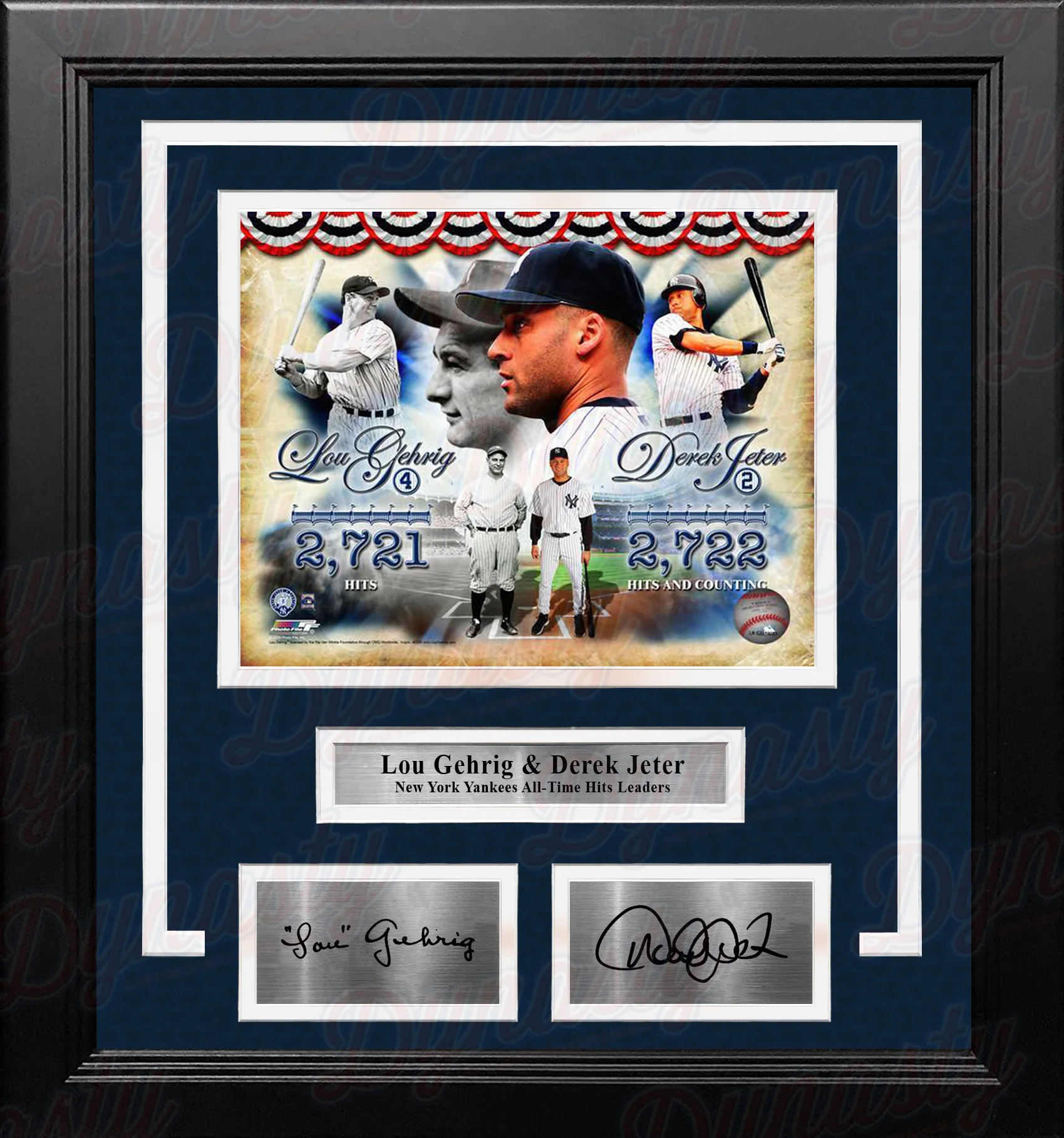 Lou Gehrig & Derek Jeter New York Yankees Hit Leaders 8" x 10" Framed Photo with Engraved Autographs