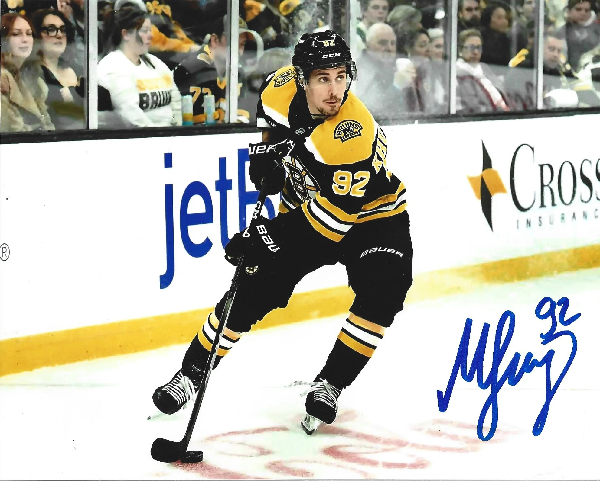 Marat Khusnutdinov in Action Boston Bruins Autographed 16" x 20" Hockey Photo
