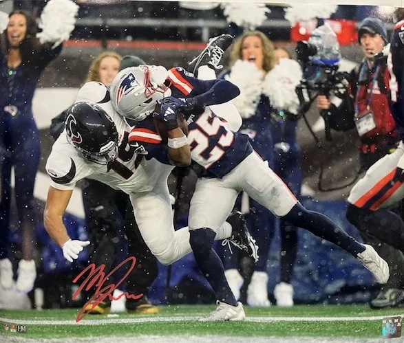 Marcus Jones New England Patriots Signed Pick Six 11" x 14" Photo