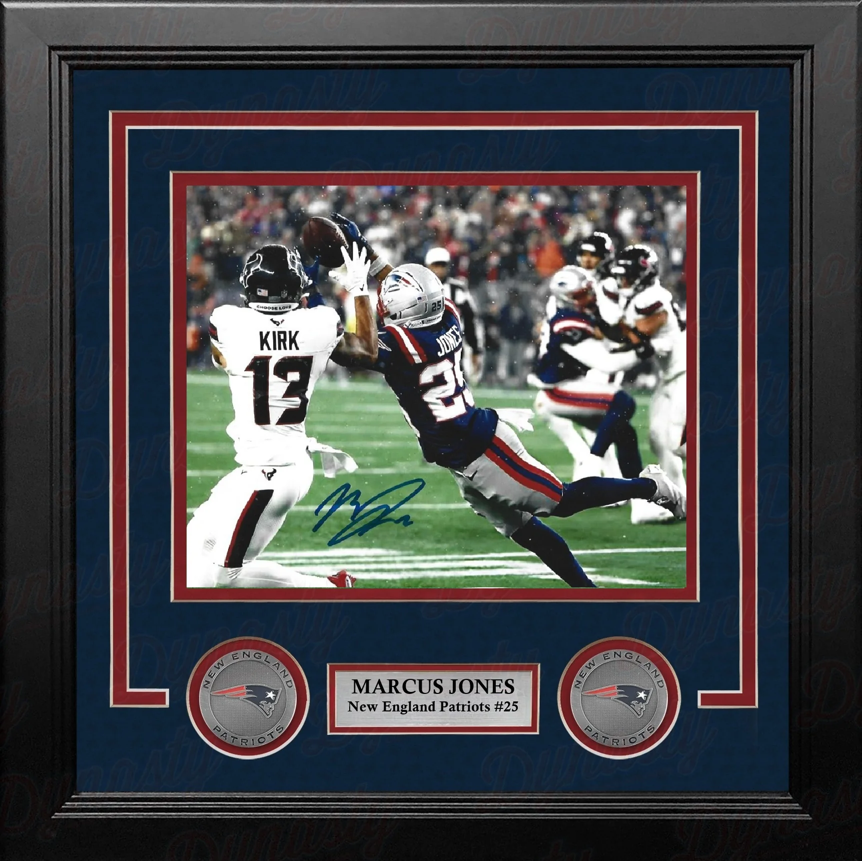 Marcus Jones Picks Off Stroud New England Patriots Autographed 8" x 10" Framed Football Photo