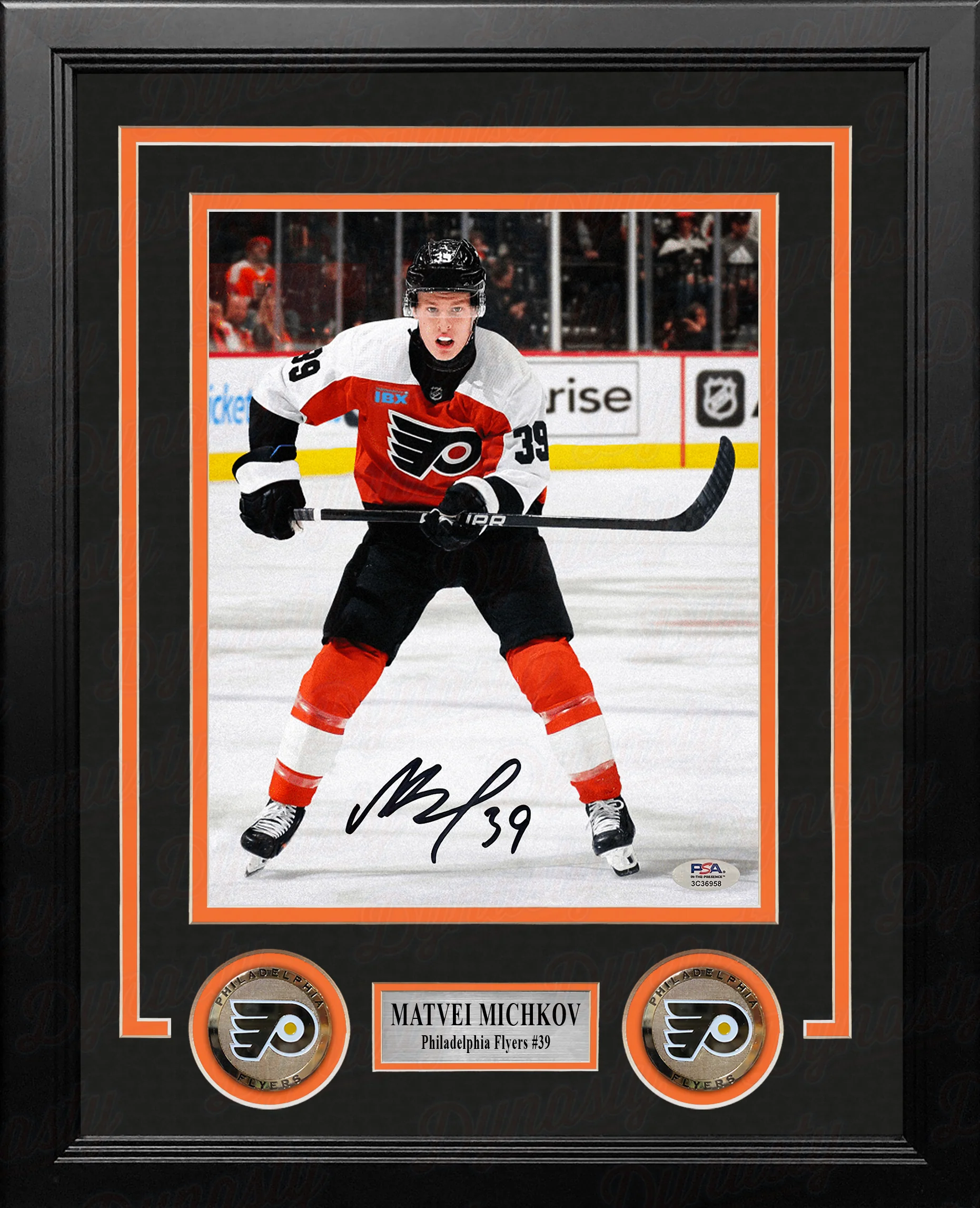 Matvei Michkov in Action Philadelphia Flyers Autographed 8" x 10" Framed Hockey Photo - Image 2