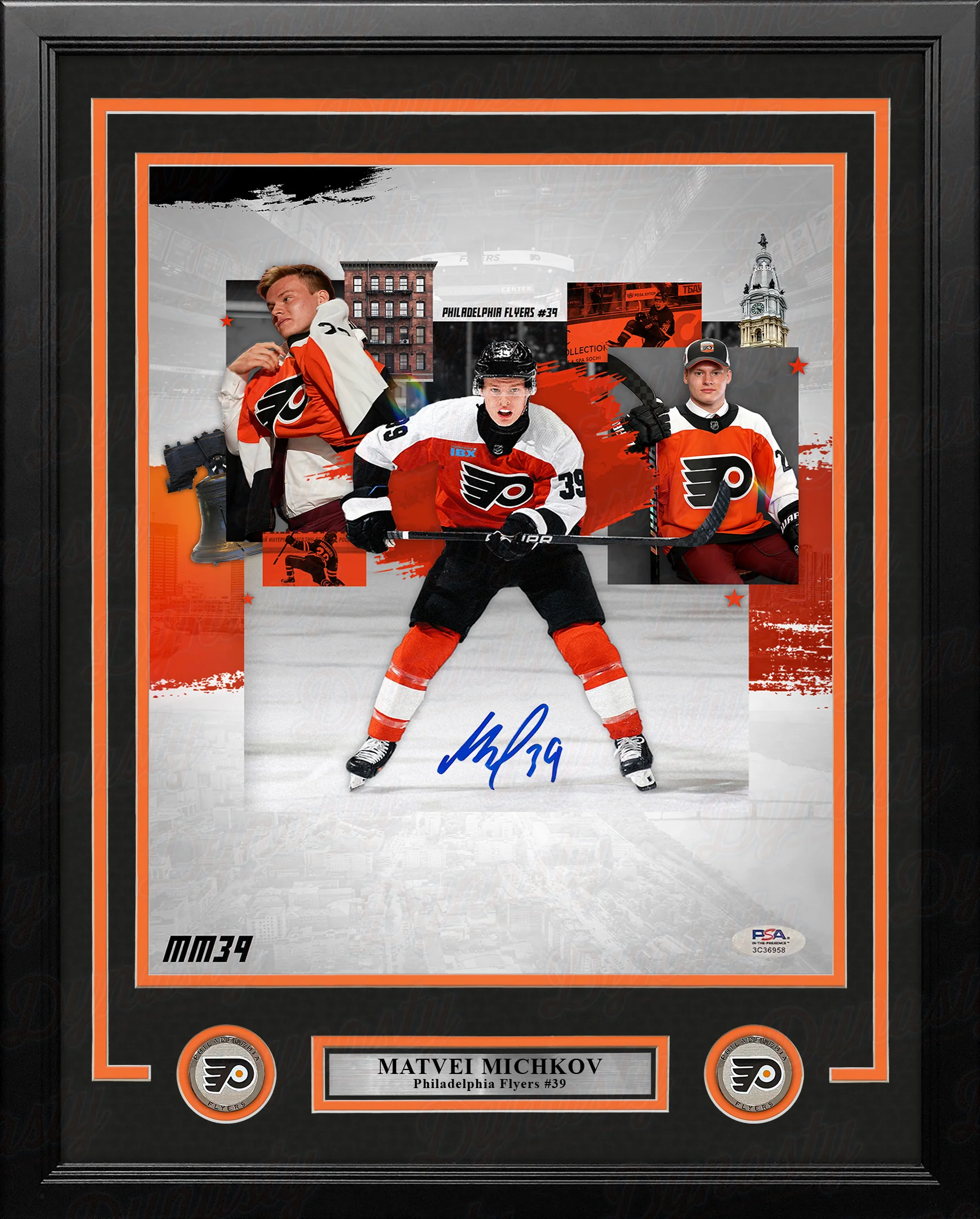 Matvei Michkov Philadelphia Flyers Autographed 11" x 14" Framed Collage Hockey Photo - Image 2