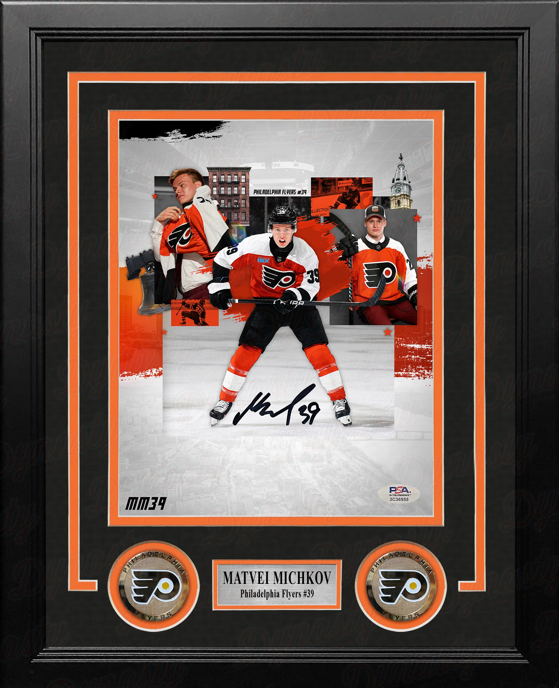 Matvei Michkov Philadelphia Flyers Autographed 8" x 10" Framed Collage Hockey Photo - Image 2