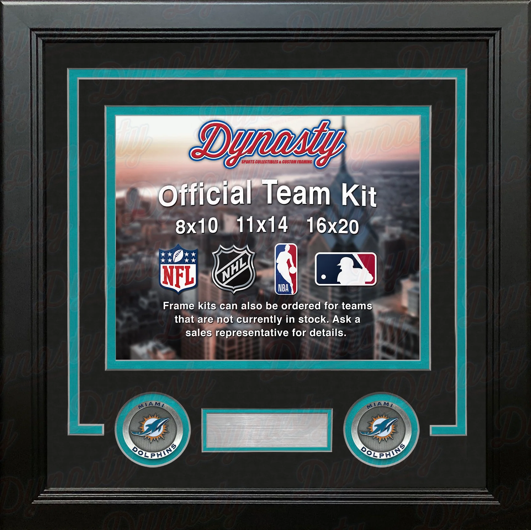 Miami Dolphins Custom NFL Football 11x14 Picture Frame Kit (Multiple Colors) - Image 3