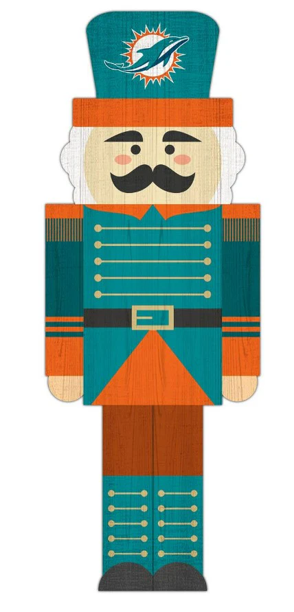Miami Dolphins Wood Nutcracker Ornament