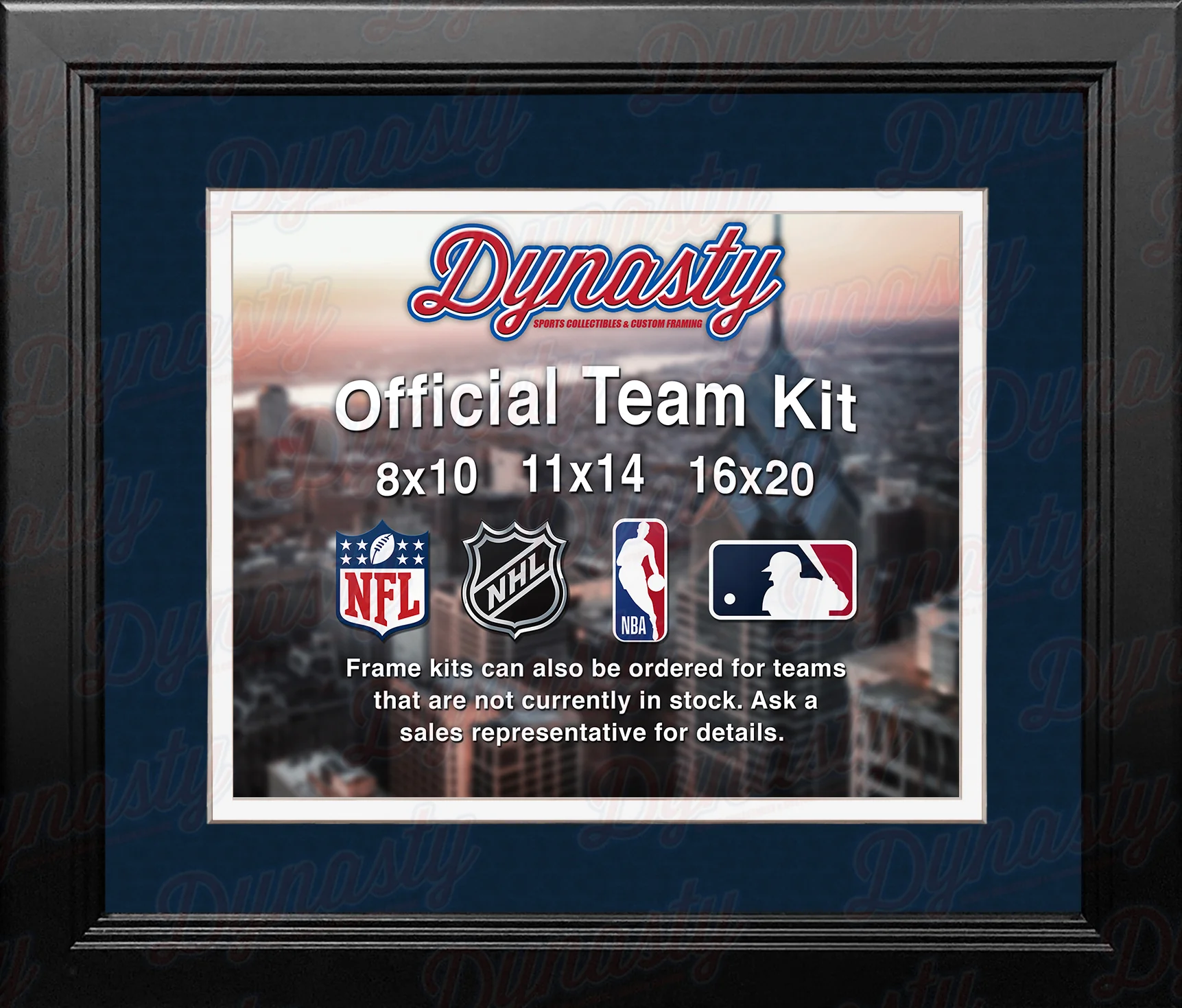 MLB Baseball Photo Picture Frame Kit - Cleveland Indians (Navy Matting, White Trim)