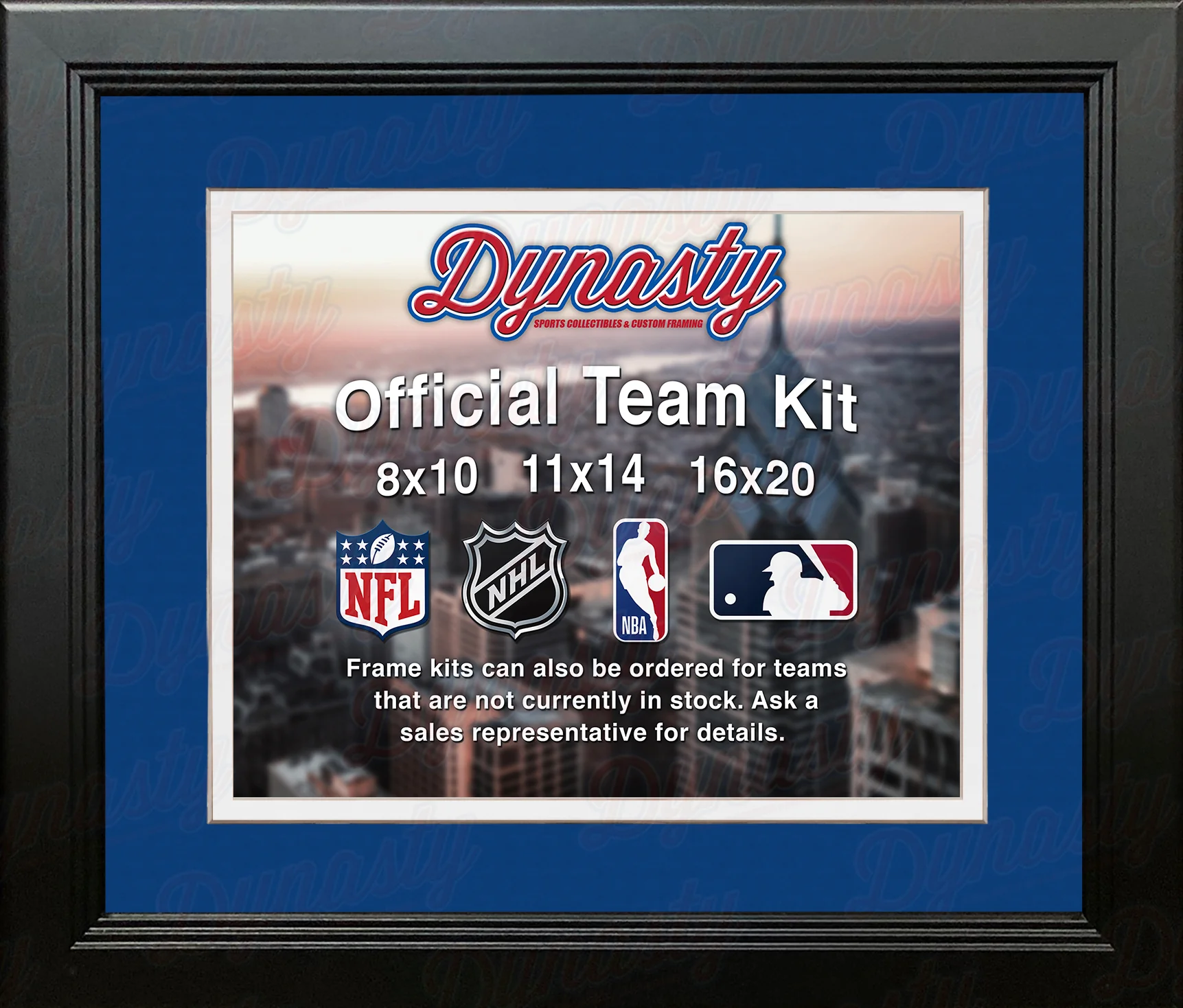MLB Baseball Photo Picture Frame Kit - Kansas City Royals (Blue Matting, White Trim)