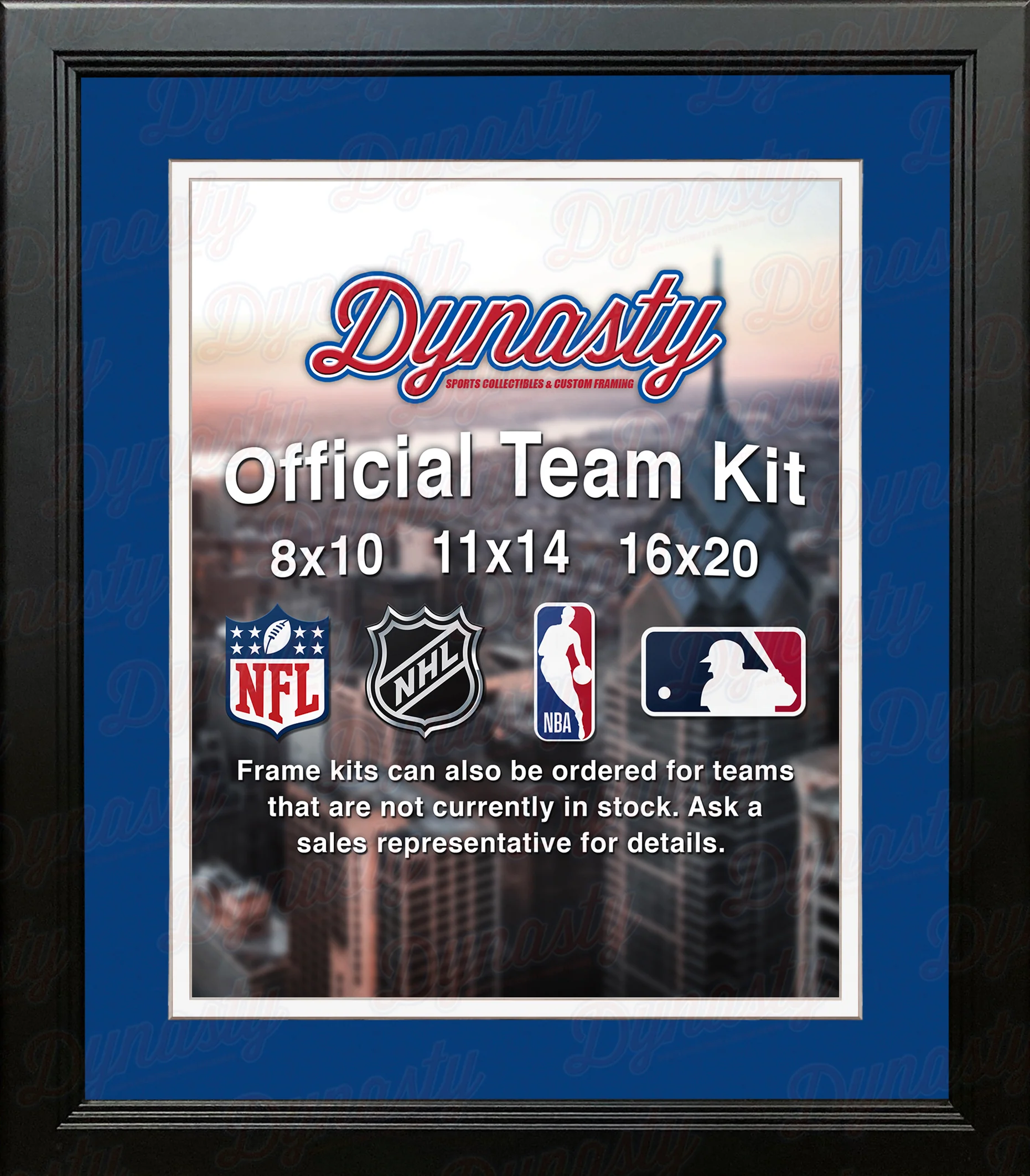 MLB Baseball Photo Picture Frame Kit - Kansas City Royals (Blue Matting, White Trim) - Image 2
