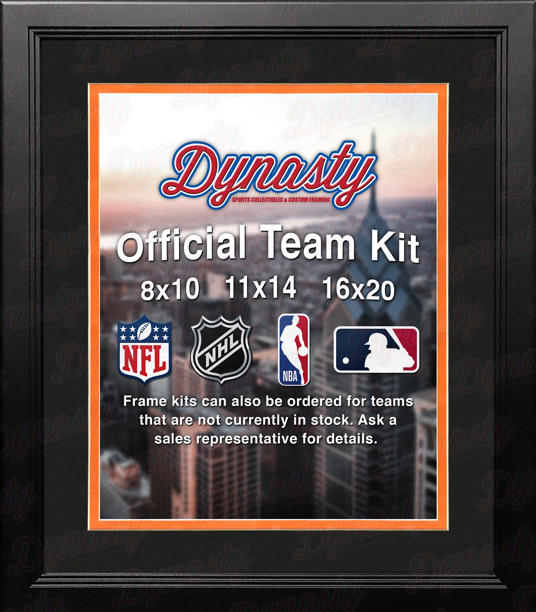 MLB Baseball Photo Picture Frame Kit - Miami Marlins (Black Matting, Orange Trim) - Image 2
