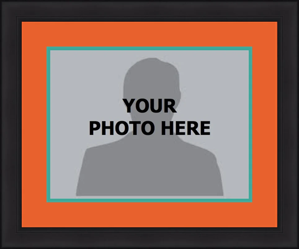 MLB Baseball Photo Picture Frame Kit - Miami Marlins (Orange Matting, Teal Trim)