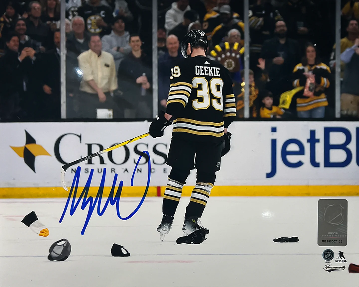Morgan Geekie Hat Trick Boston Bruins Autographed 11" x 14" Hockey Photo - Image 2