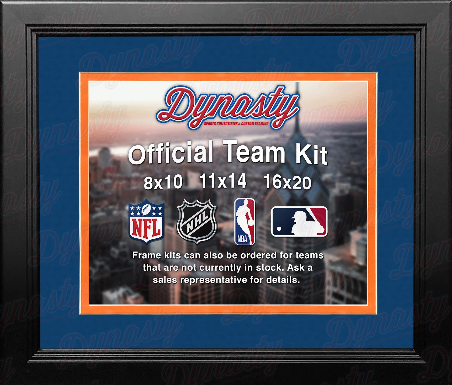 NBA Basketball Photo Picture Frame Kit - Cleveland Cavaliers (Blue Matting, Orange Trim)