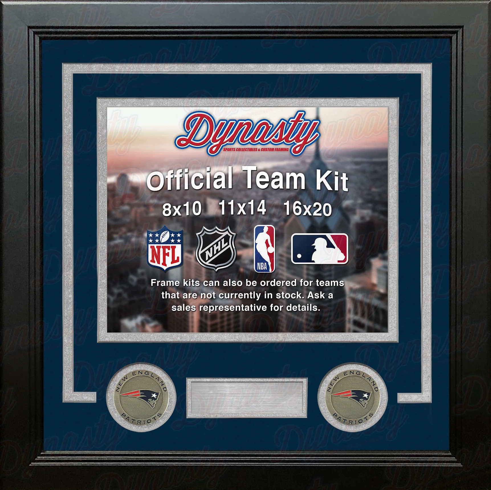New England Patriots Custom NFL Football 11x14 Picture Frame Kit (Multiple Colors) - Image 2