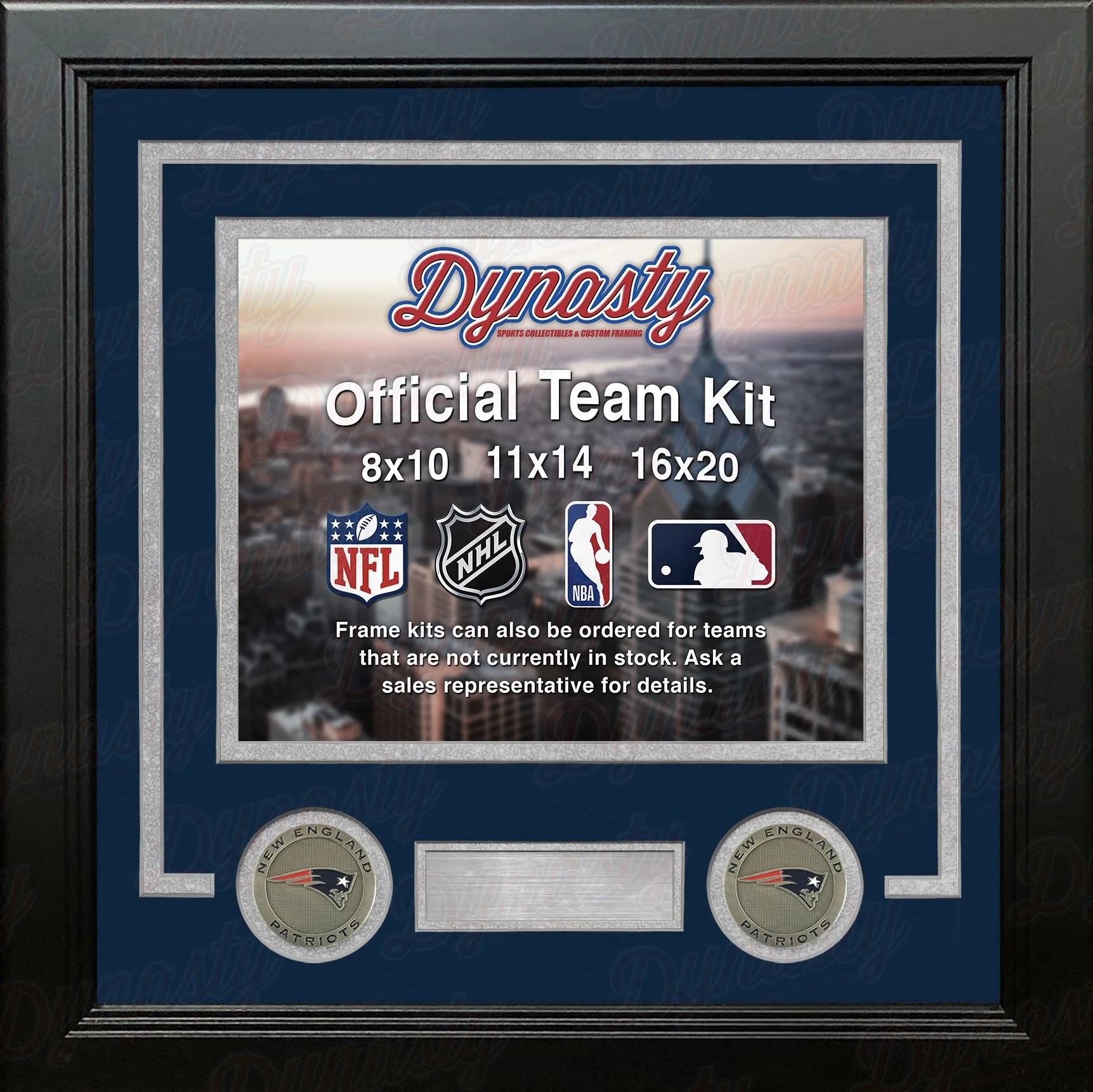 New England Patriots Custom NFL Football 8x10 Picture Frame Kit (Multiple Colors) - Image 2