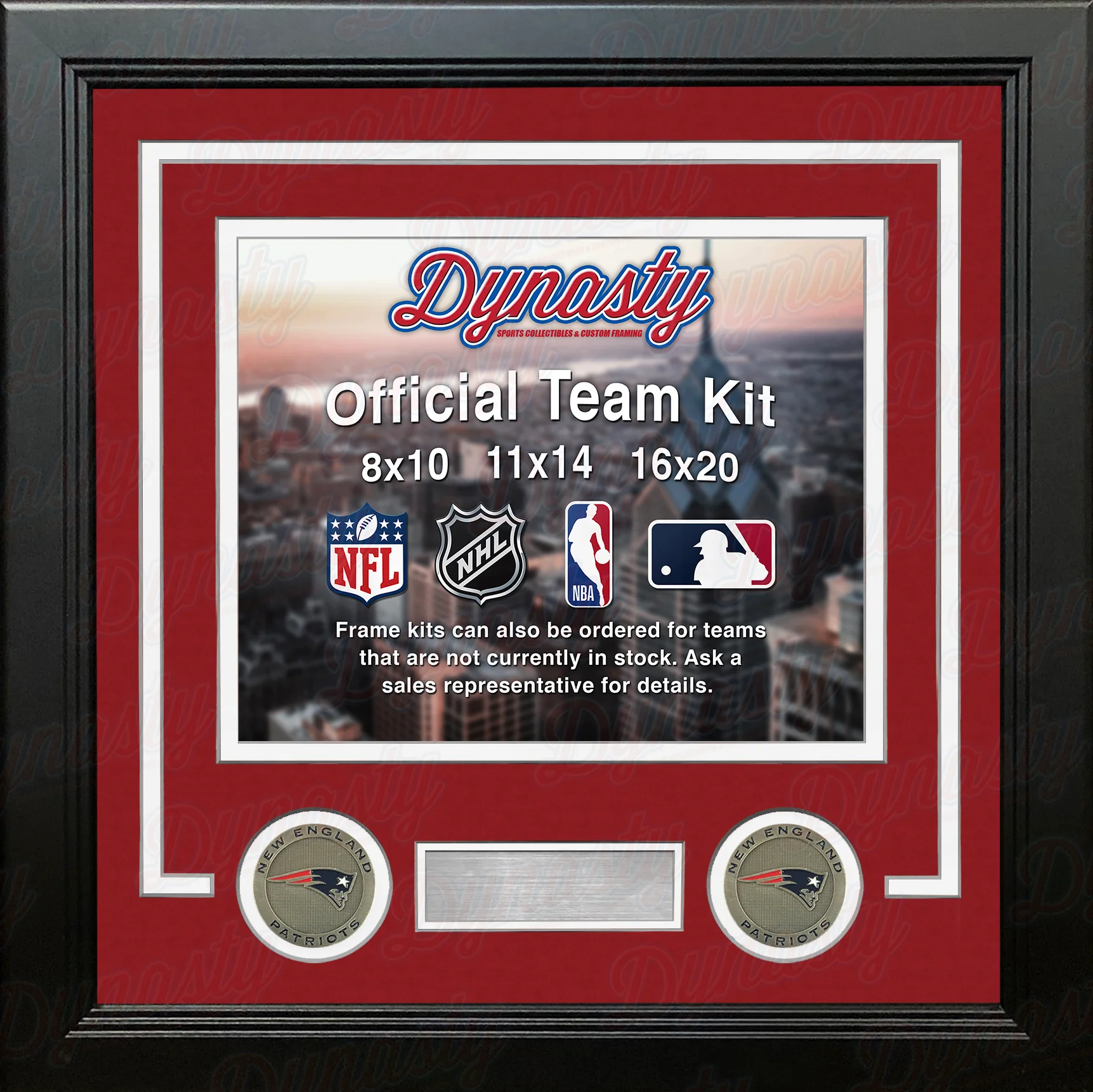 New England Patriots Throwback Custom NFL Football 11x14 Picture Frame Kit (Multiple Colors)
