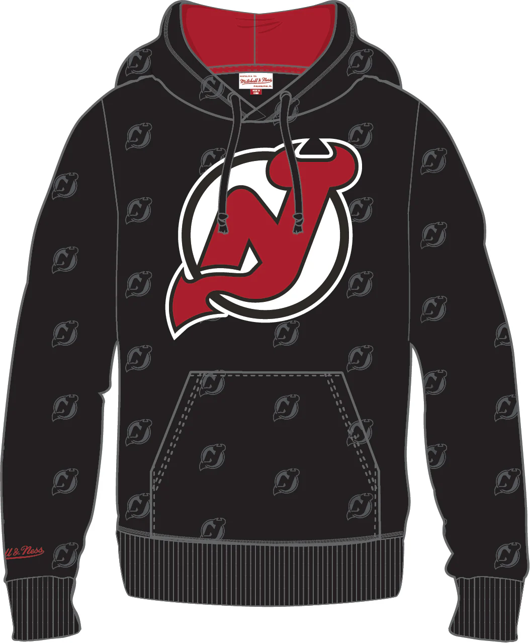 New Jersey Devils Mitchell & Ness All Over Print Fleece Hoodie
