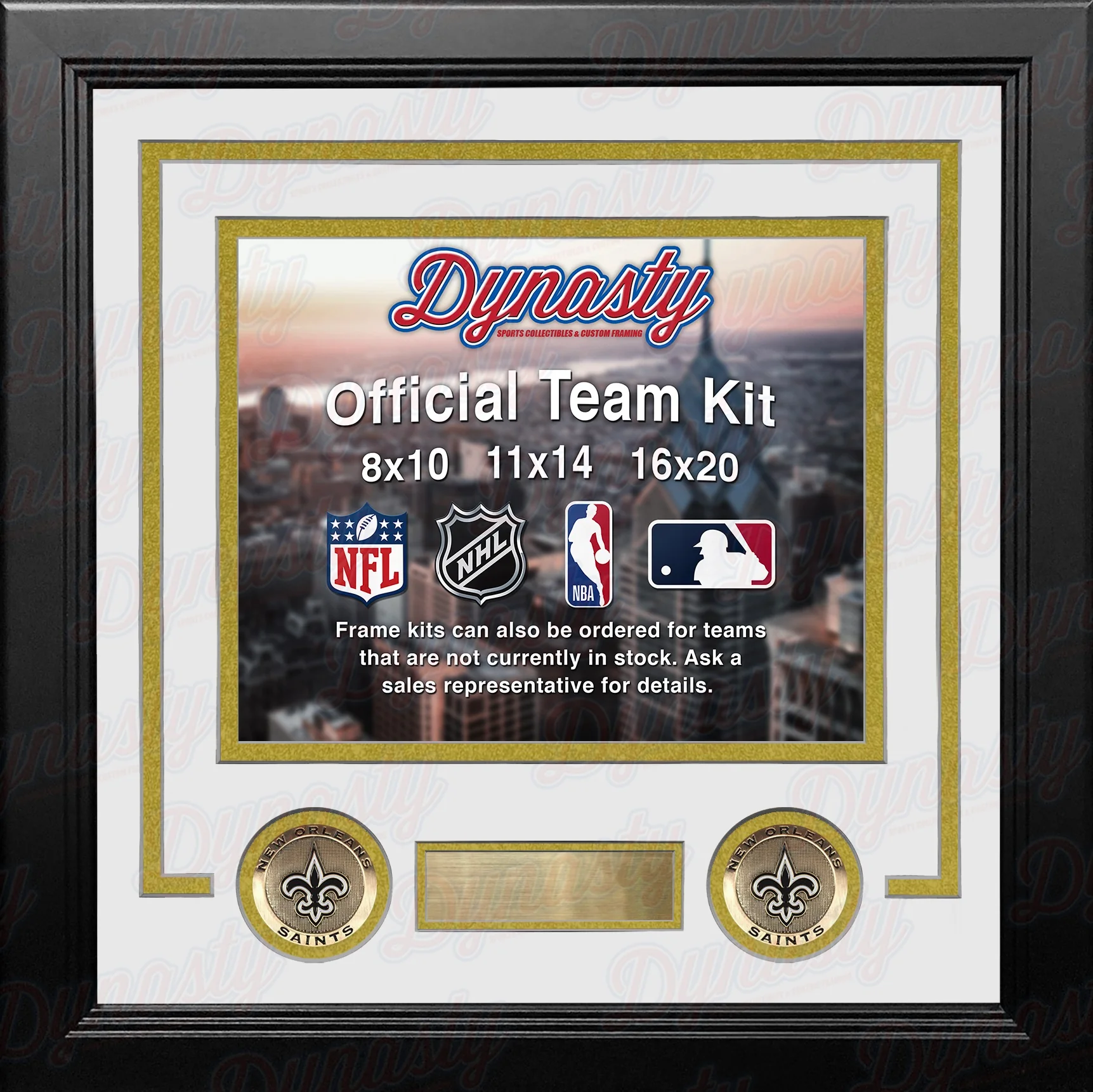 New Orleans Saints Custom NFL Football 11x14 Picture Frame Kit (Multiple Colors) - Image 4