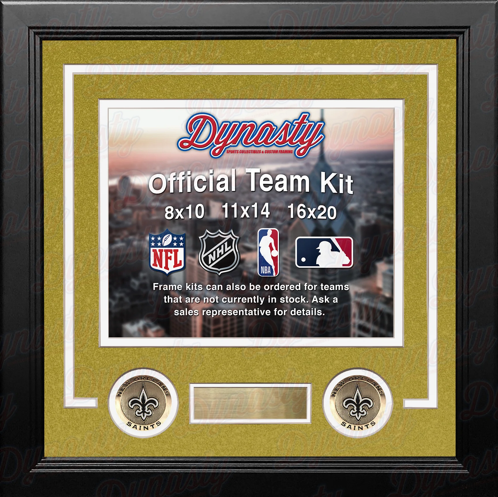 New Orleans Saints Custom NFL Football 16x20 Picture Frame Kit (Multiple Colors) - Image 3