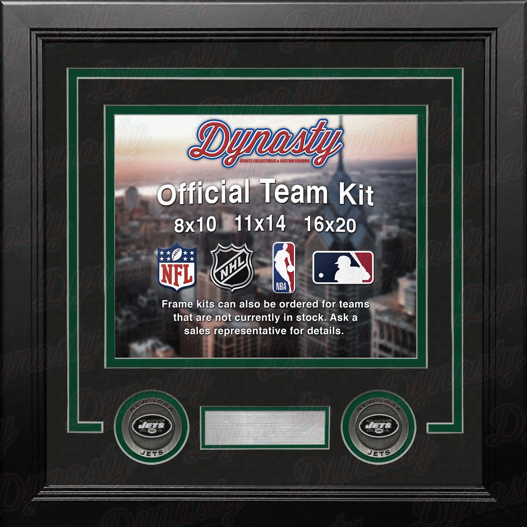 New York Jets Custom NFL Football 8x10 Picture Frame Kit (Multiple Colors) - Image 3
