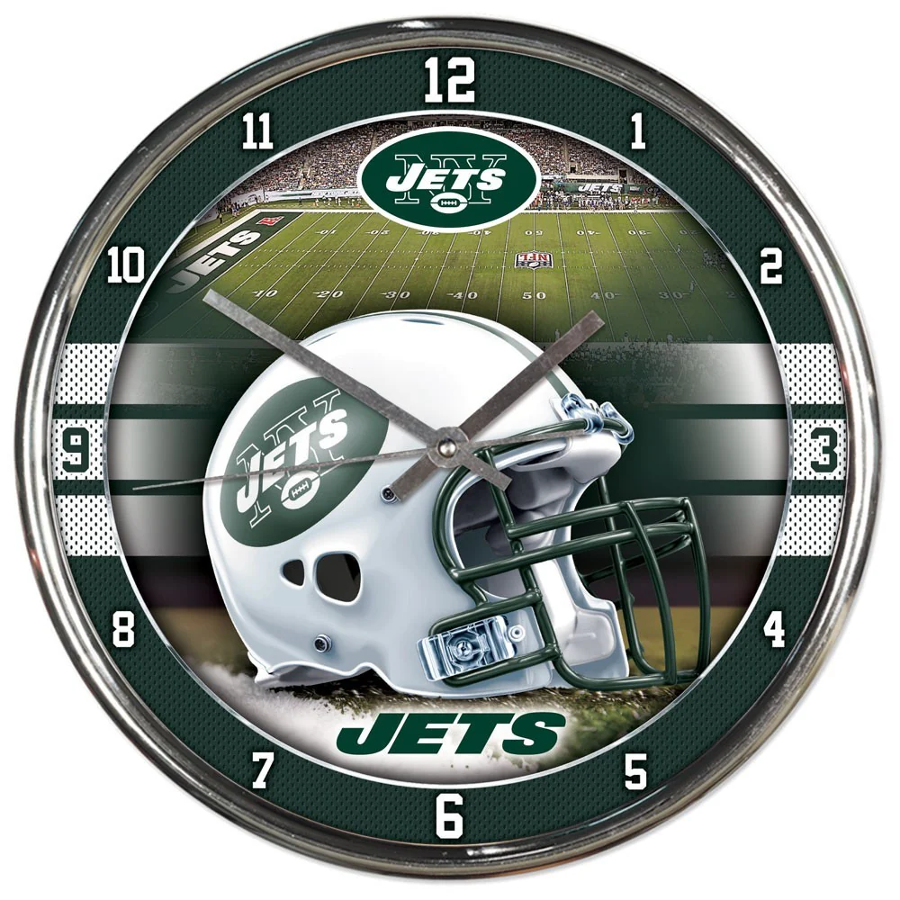 New York Jets Round Chrome Clock