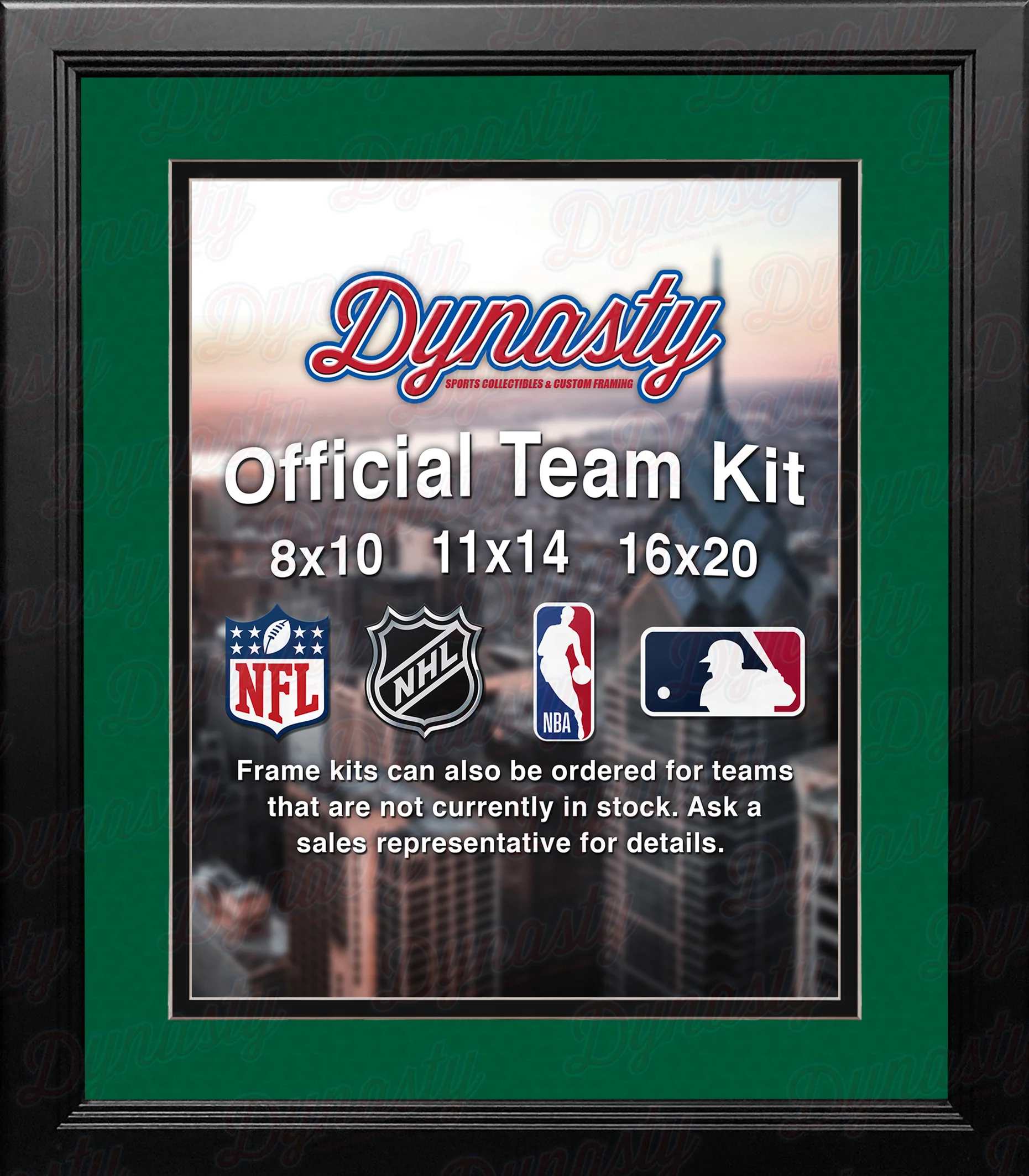 NHL Hockey Photo Picture Frame Kit - Dallas Stars (Green Matting, Black Trim) - Image 2
