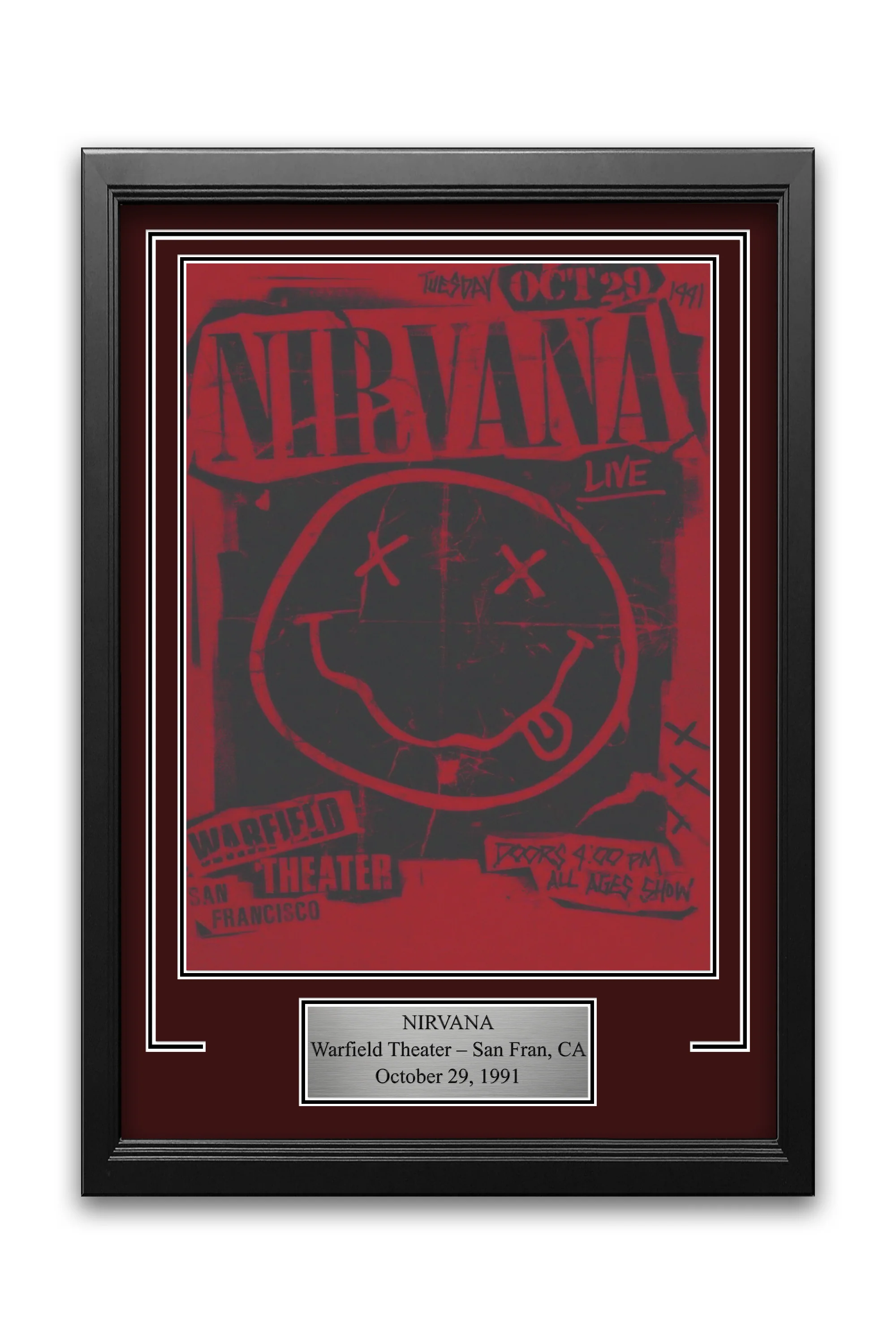 Nirvana Warfield Theatre Nevermind Tour Concert Poster Frame Kit