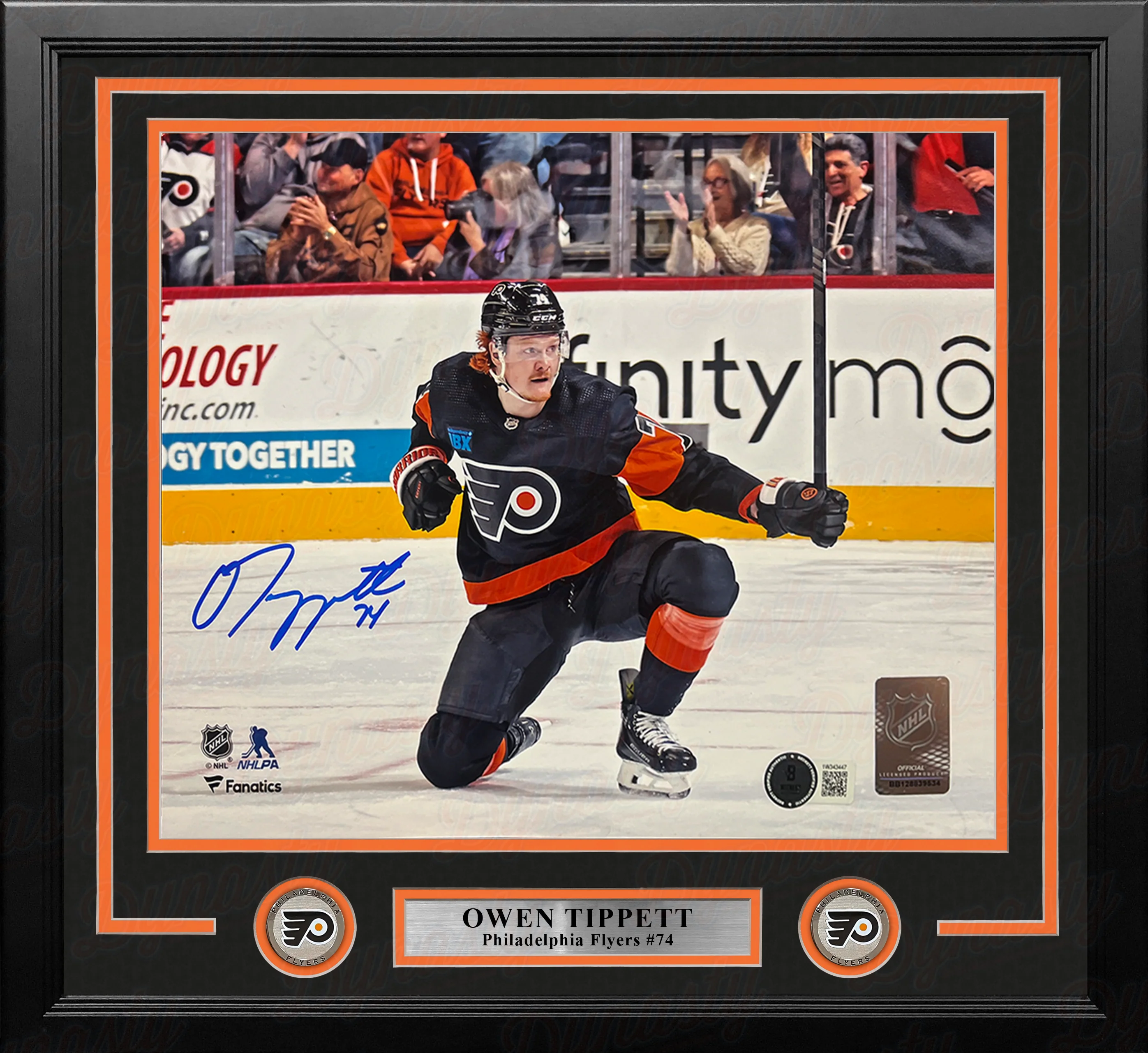 Owen Tippett Knee Celebration Philadelphia Flyers Autographed 16" x 20" Framed Hockey Photo - Image 2