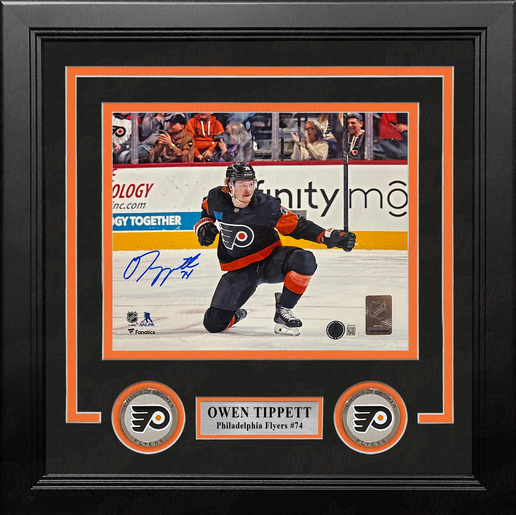 Owen Tippett Knee Celebration Philadelphia Flyers Autographed 8" x 10" Framed Hockey Photo - Image 2