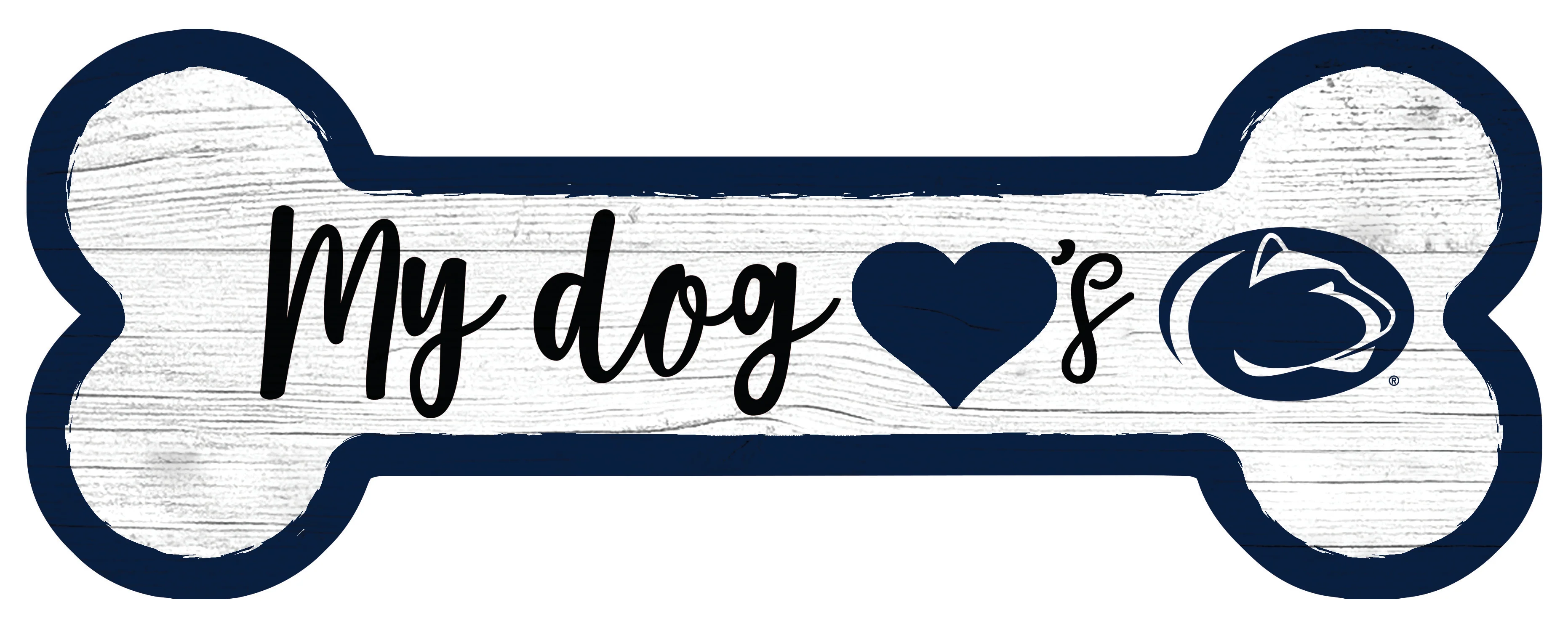 Penn State Nittany Lions Football Dog Bone White Wooden Sign