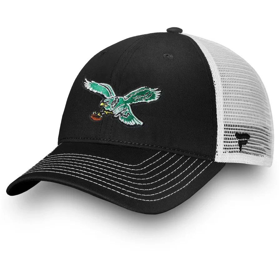 Philadelphia Eagles Fundamental Vintage Trucker Unstructured Adjustable Hat - Black