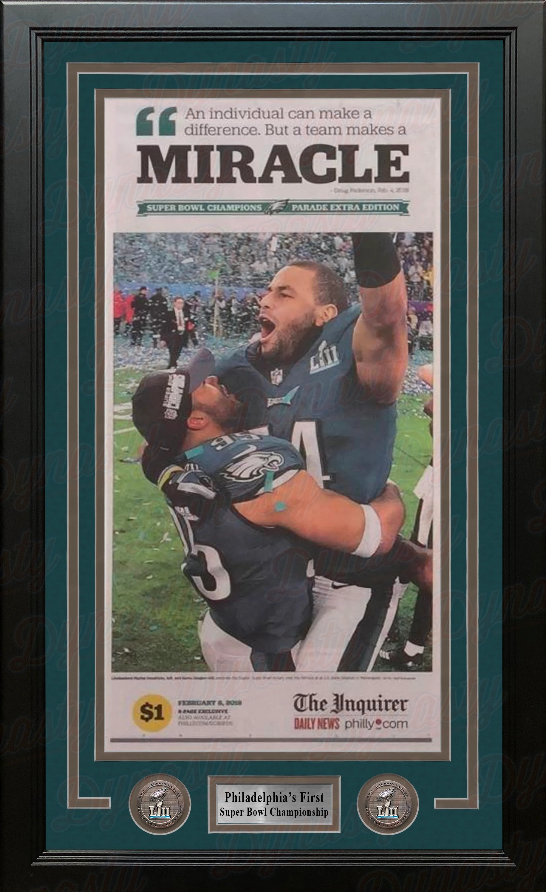 Philadelphia Eagles Super Bowl LII Champions Framed Philadelphia Inquirer Collage