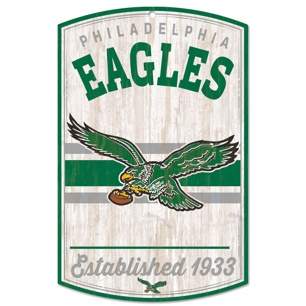 Philadelphia Eagles Throwback Fan Cave 11" x 17" Wood Sign