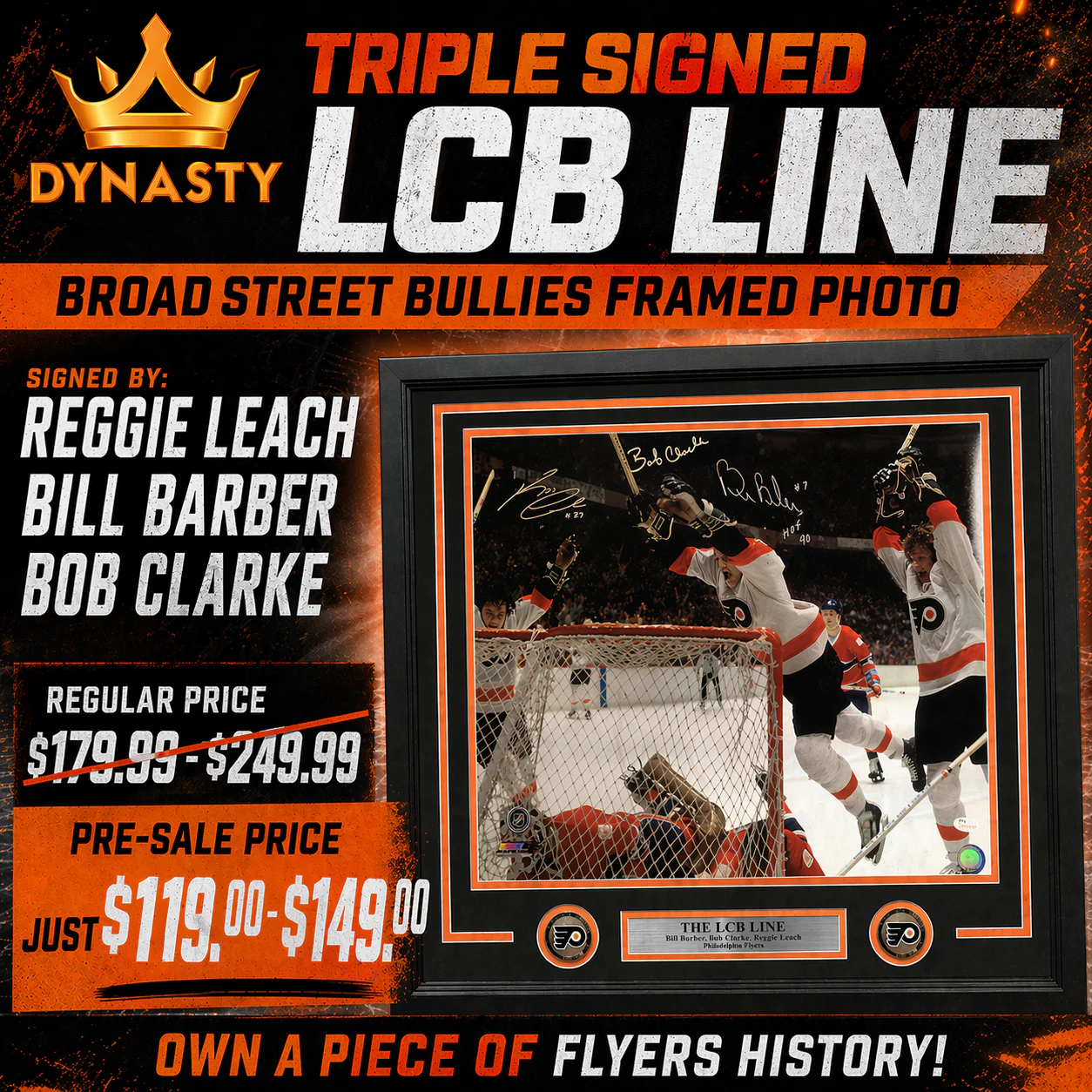 Philadelphia Flyers LCB Line Signed & Framed Leap Photo | Pre-Sale Opportunity