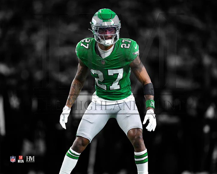 Quinyon Mitchell Kelly Green Philadelphia Eagles Blackout Football Photo