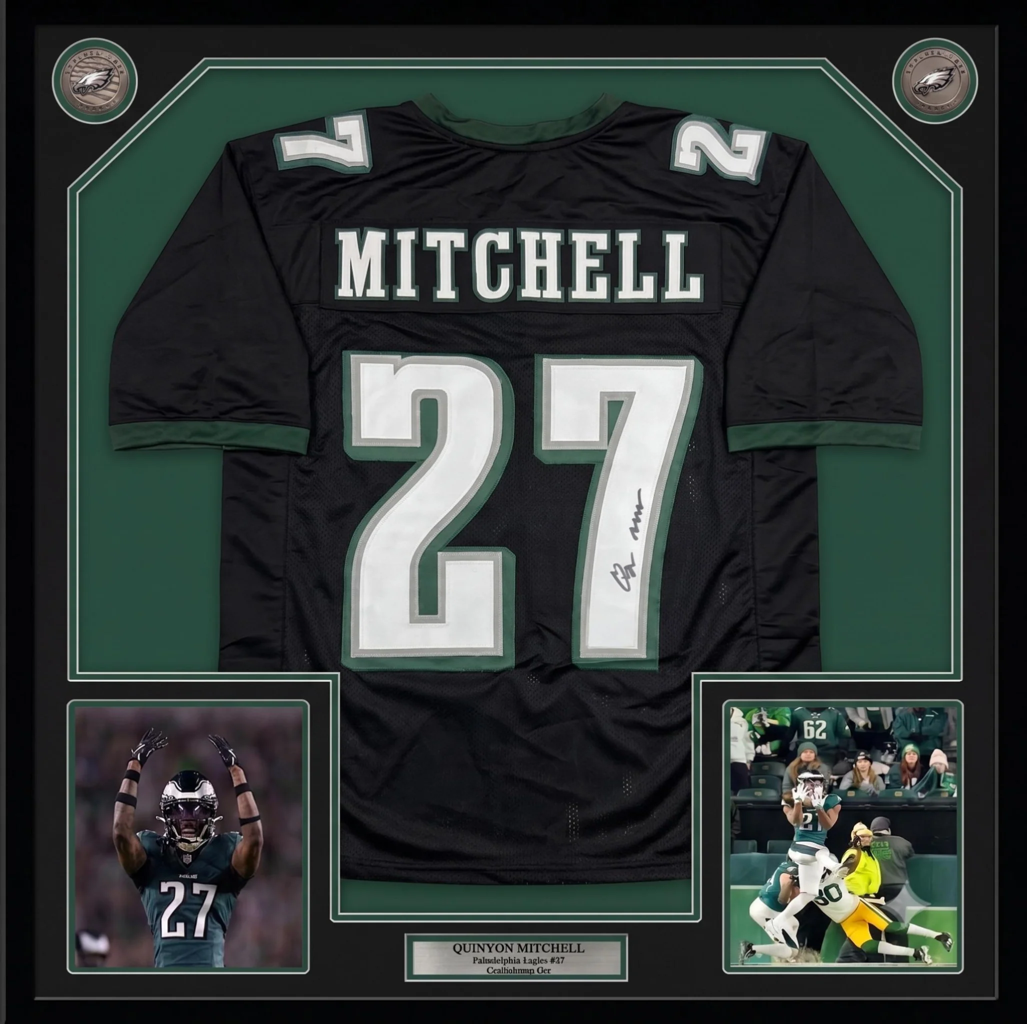 Quinyon Mitchell Philadelphia Eagles Autographed Framed Black Jersey
