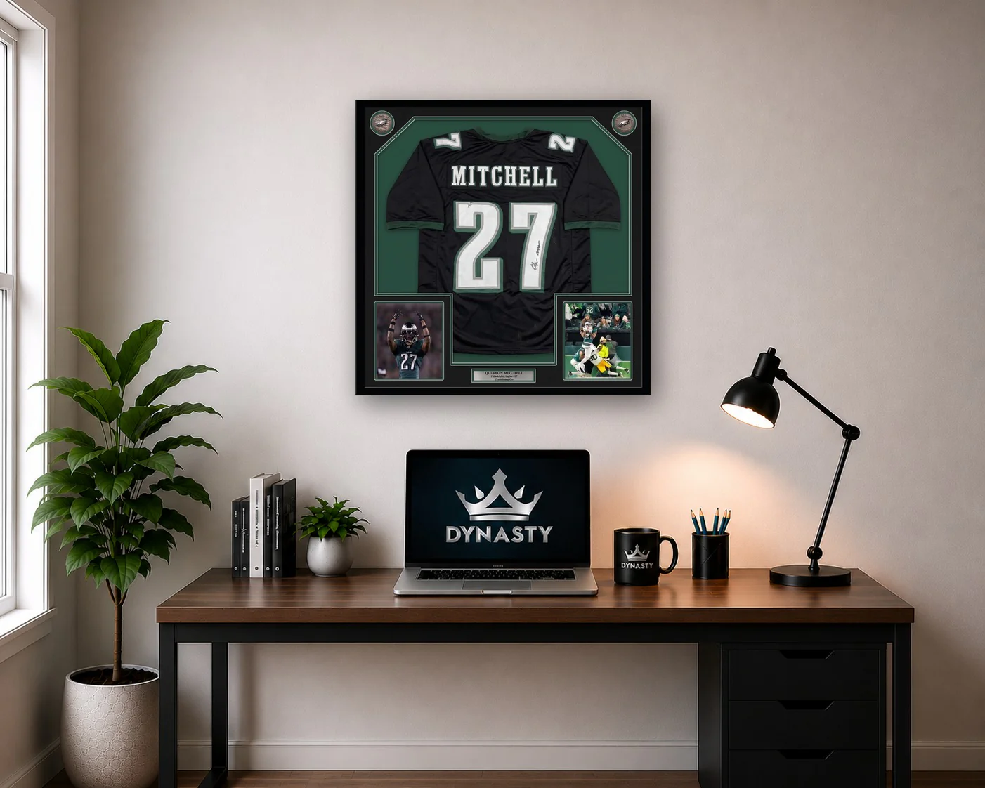 Quinyon Mitchell Philadelphia Eagles Autographed Framed Black Jersey - Image 2