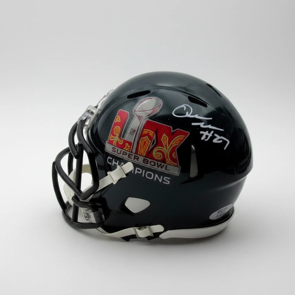 Quinyon Mitchell Philadelphia Eagles Autographed Super Bowl LIX Champions Mini-Helmet