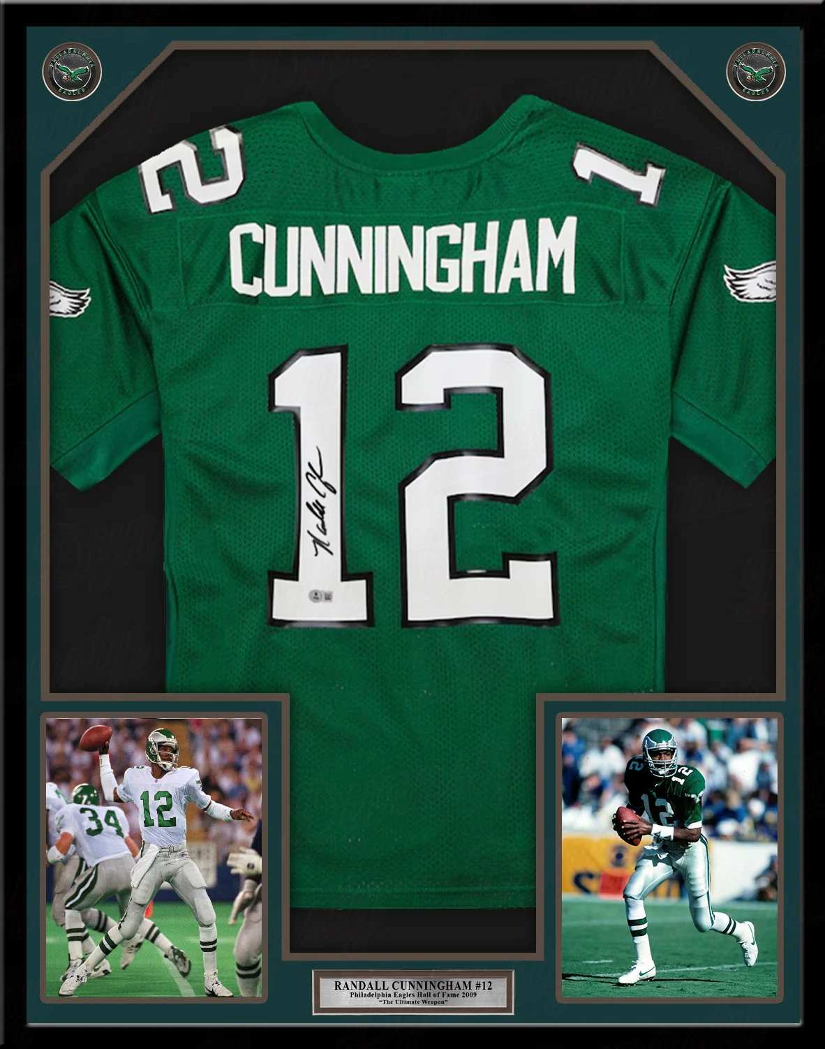 Randall Cunningham Philadelphia Eagles Autographed Framed Mitchell & Ness Green Throwback Jersey