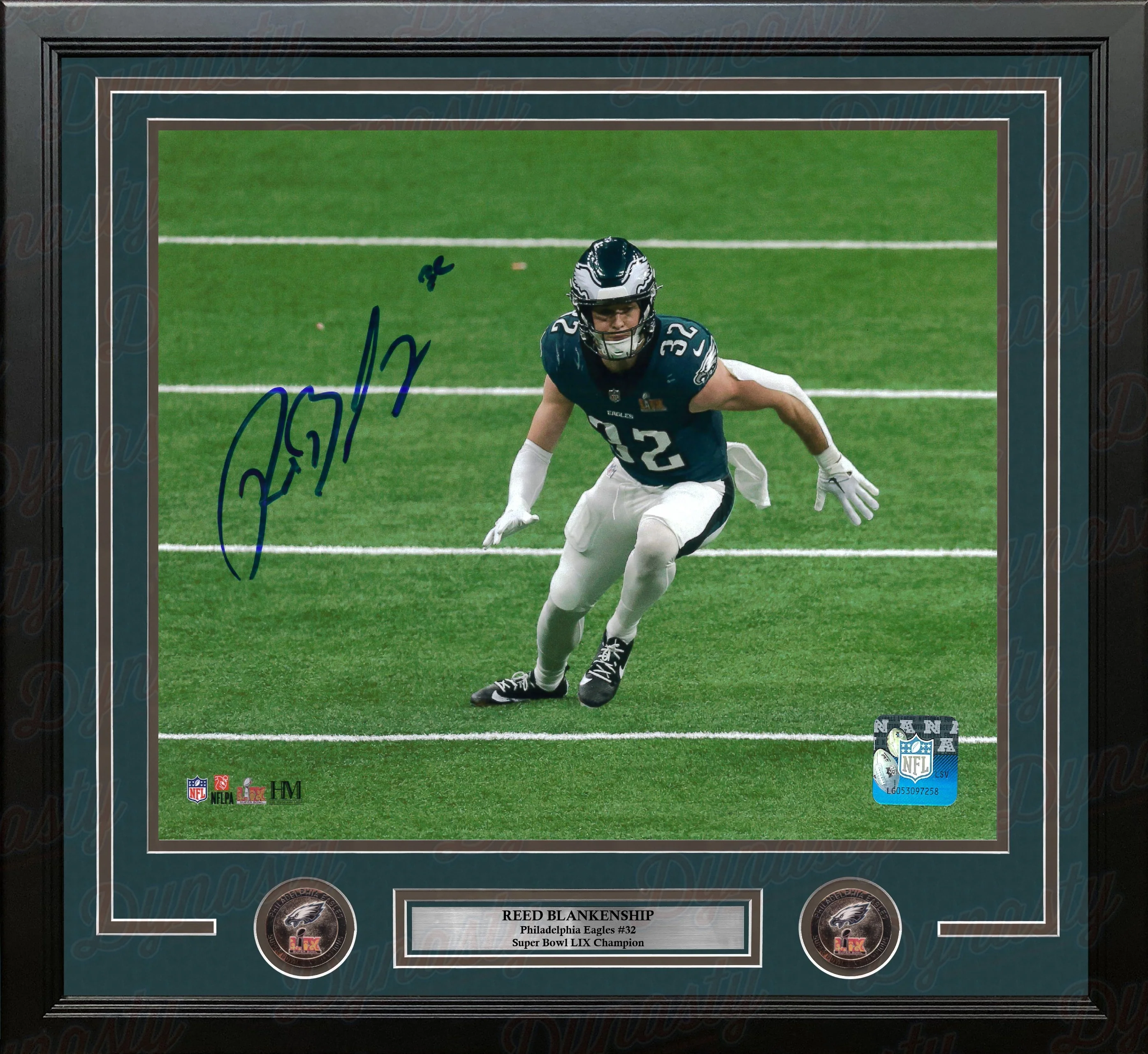 Reed Blankenship Super Bowl LIX Action Philadelphia Eagles Autographed 16" x 20" Framed Photo