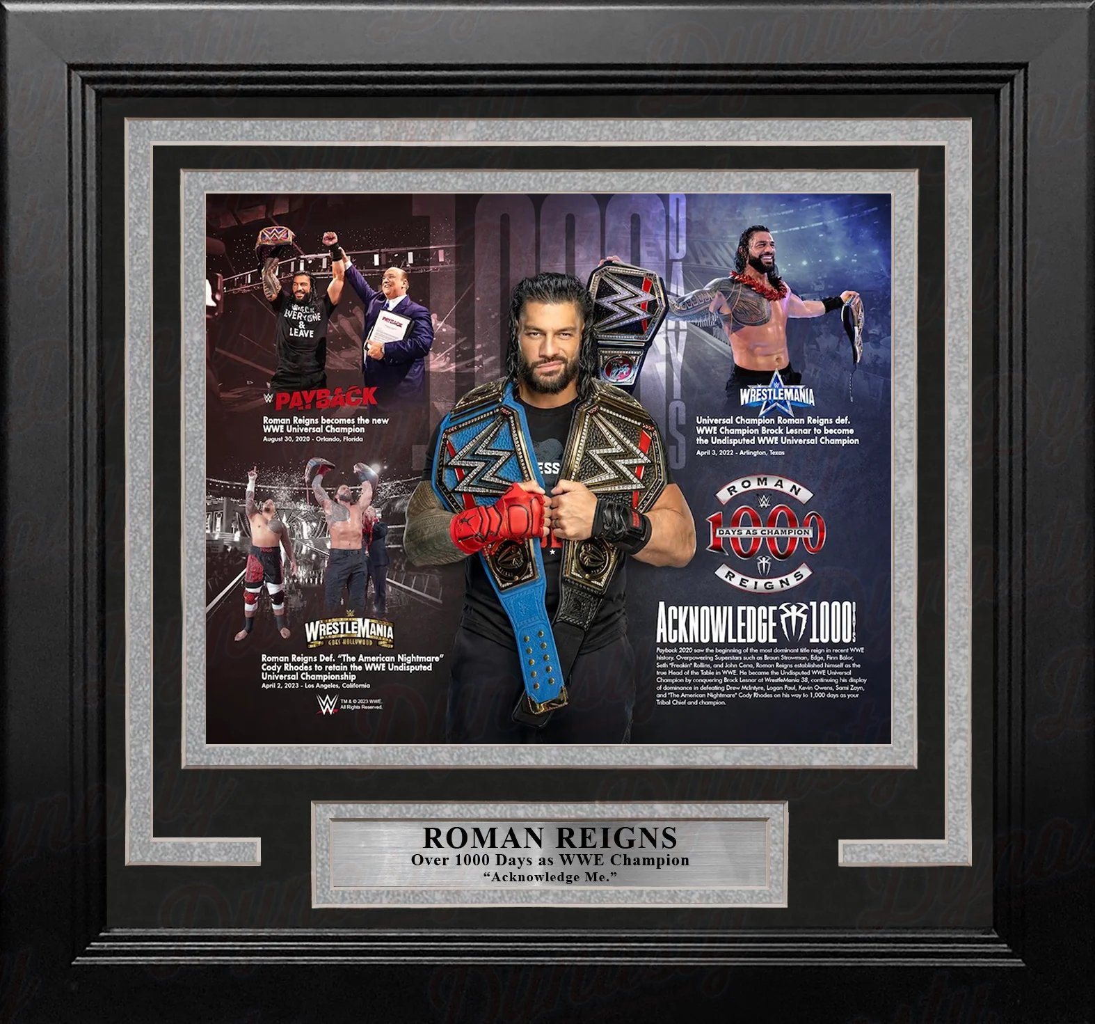 Roman Reigns 1000 Days as Champion 8" x 10" Framed WWE Wrestling Collage Photo