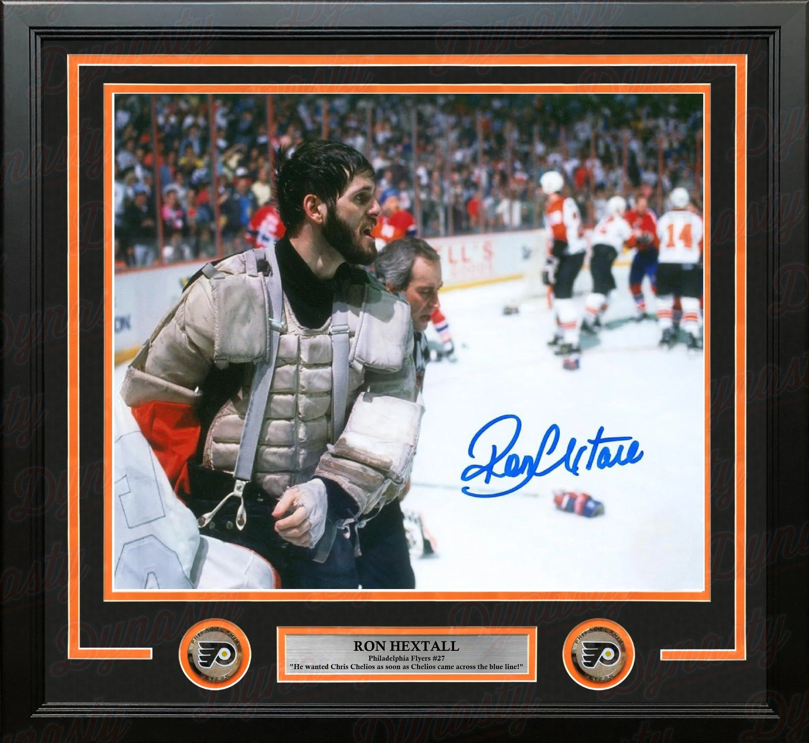 Ron Hextall Chelios Fight Philadelphia Flyers Autographed 11" x 14" Framed Hockey Photo