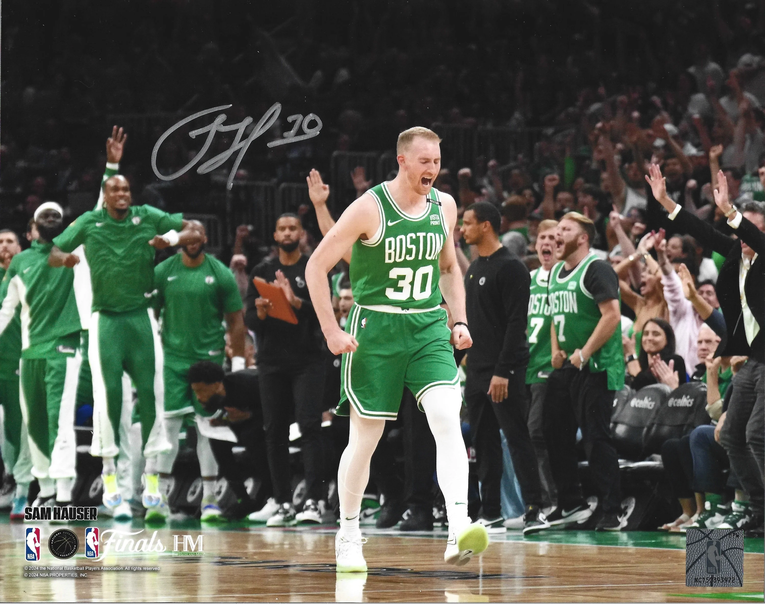 Sam Hauser Celebration Autographed Boston Celtics 8" x 10" NBA Finals Photo - Image 2