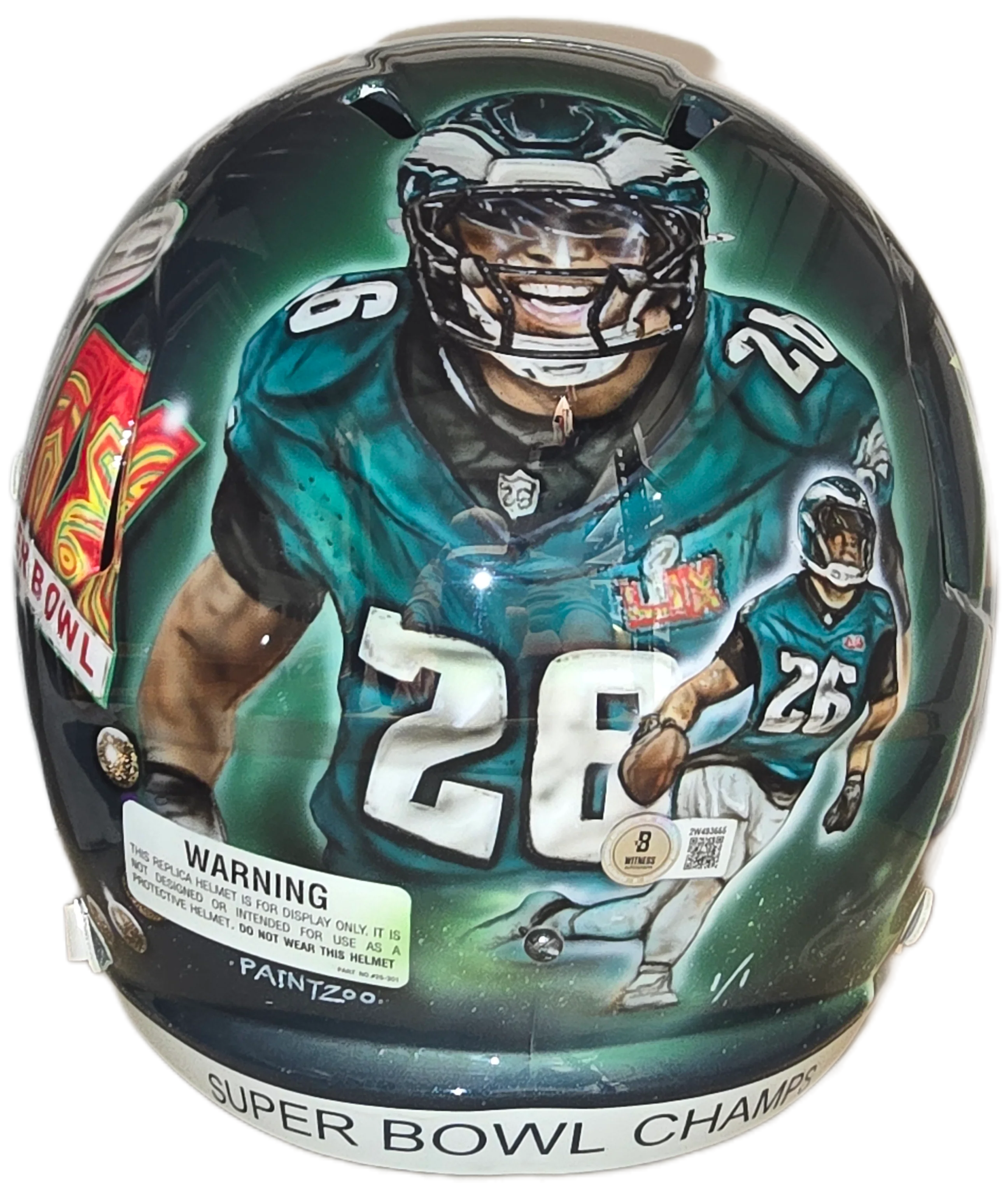 Saquon Barkley Autographed Super Bowl LIX Custom Painted Helmet 1/1 - Image 3