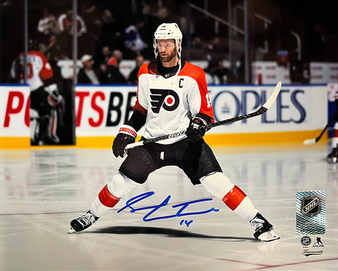 Sean Couturier Captain Skating Action Philadelphia Flyers Autographed 8" x 10" Hockey Photo - Image 2