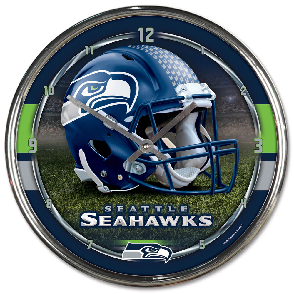 Seattle Seahawks Round Chrome Clock