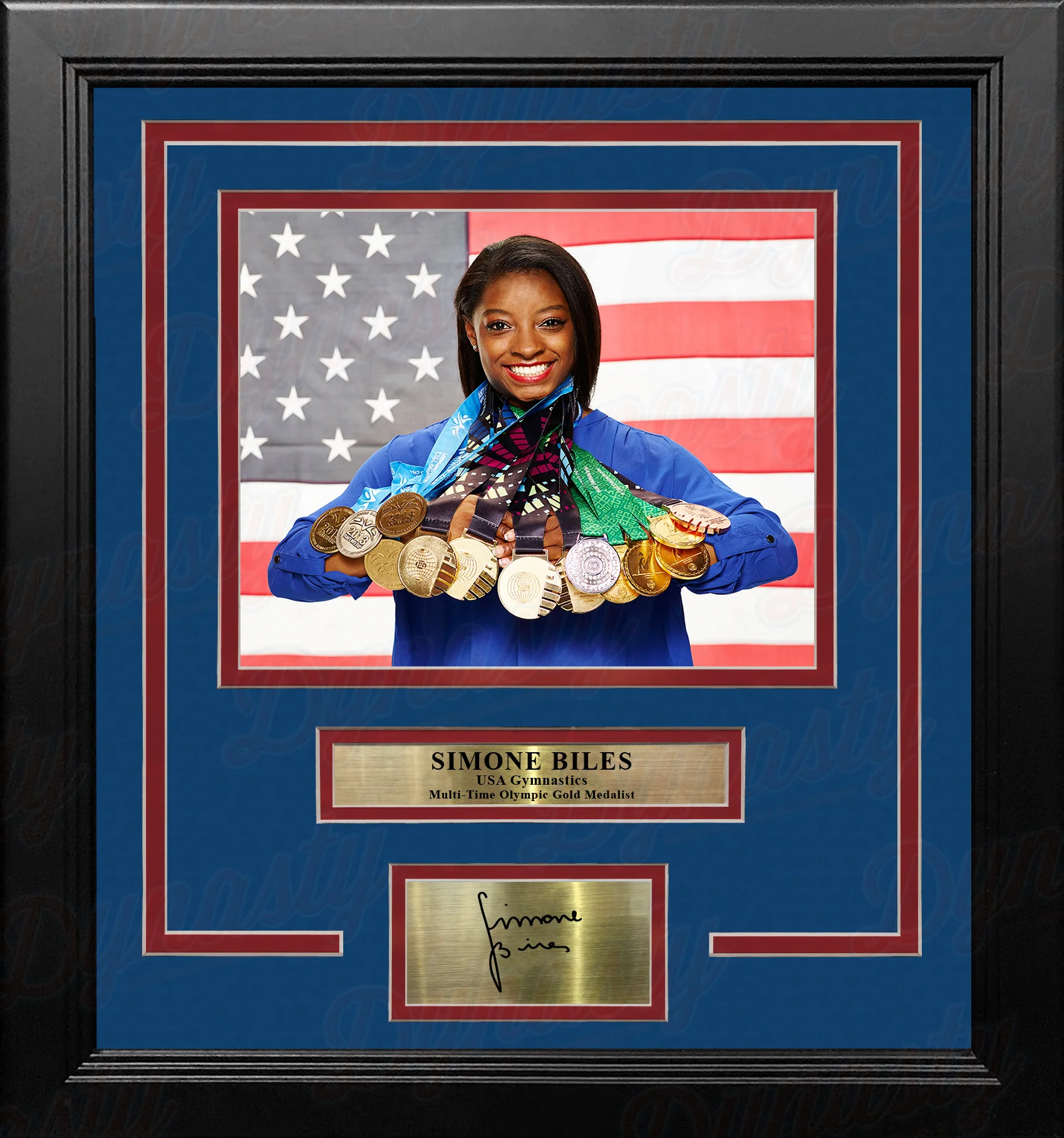 Simone Biles Gold Medals 8" x 10" Framed Olympics Photo with Engraved Autograph - Image 2